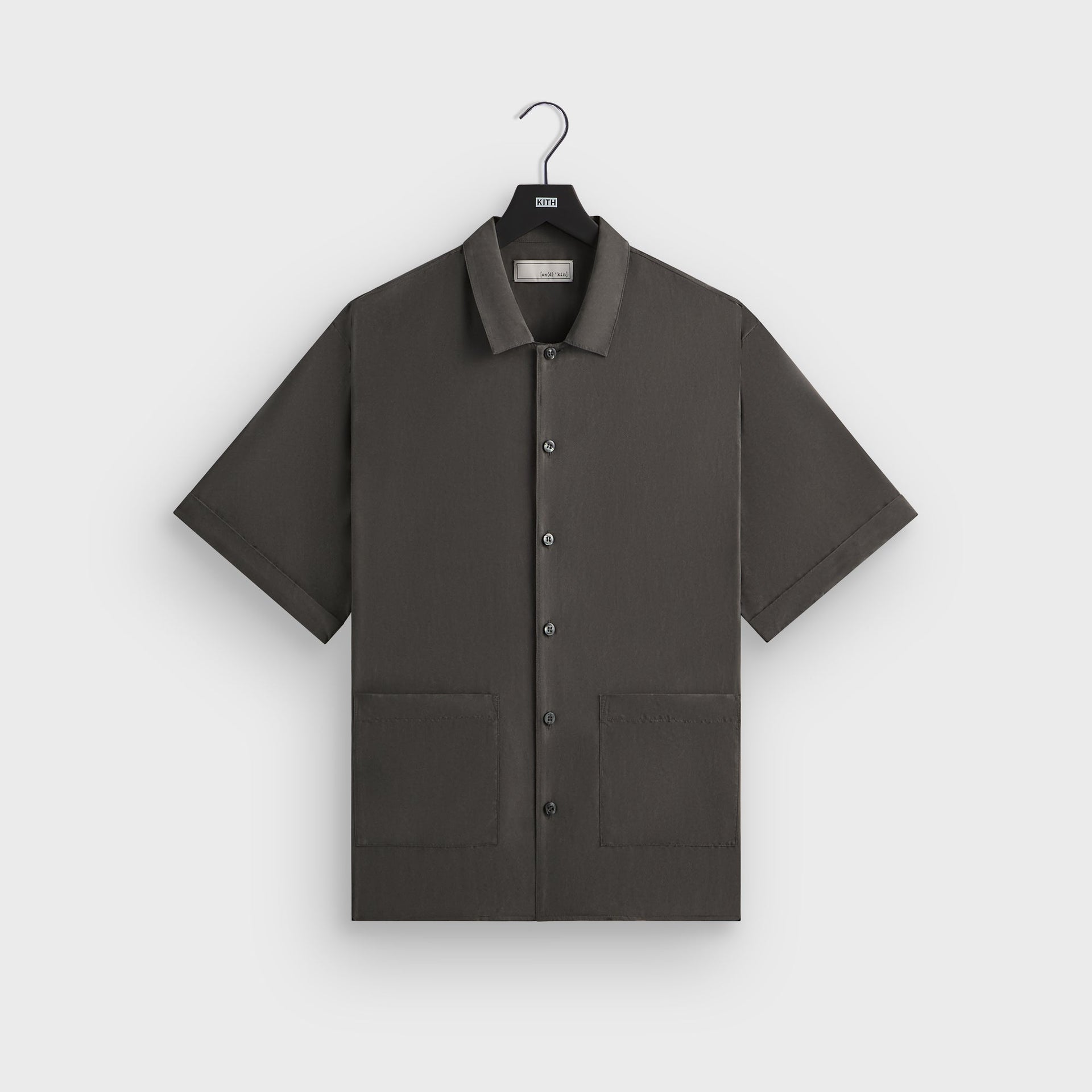 &Kin Silk Habotai Short Sleeve Reade Shirt - Somber