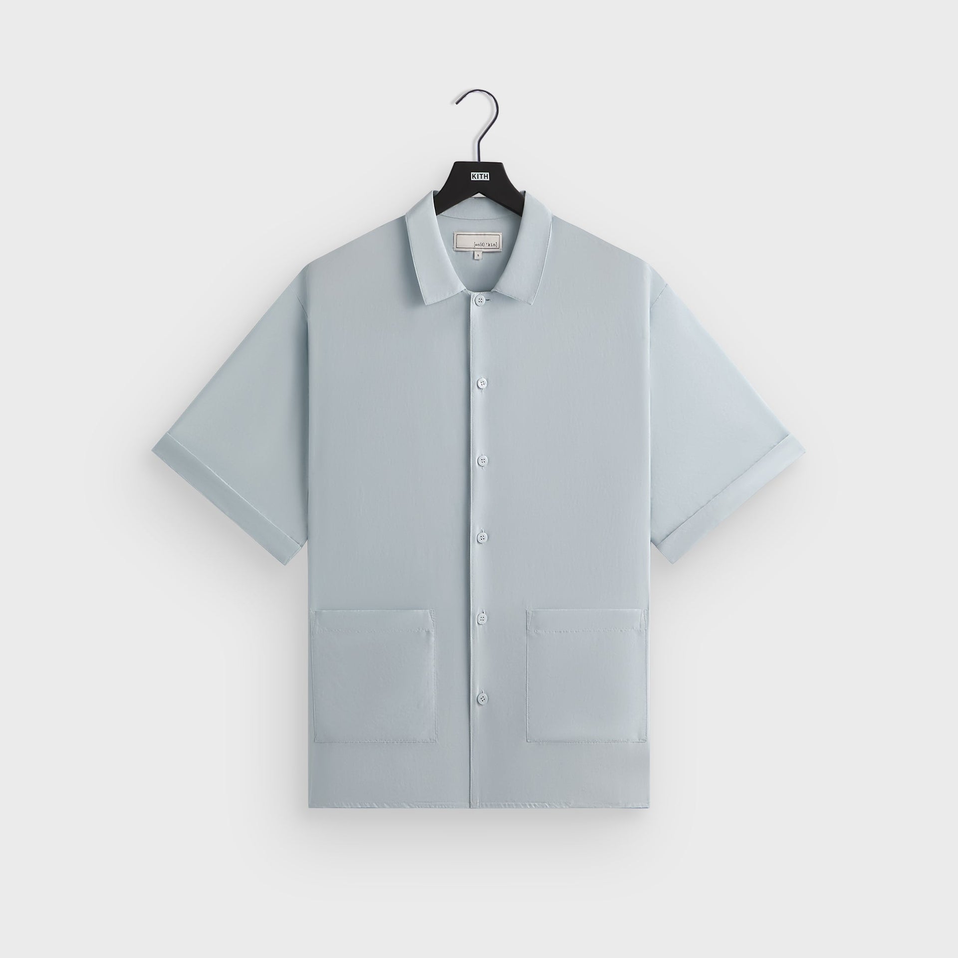 &Kin Silk Habotai Short Sleeve Reade Shirt - Light Indigo