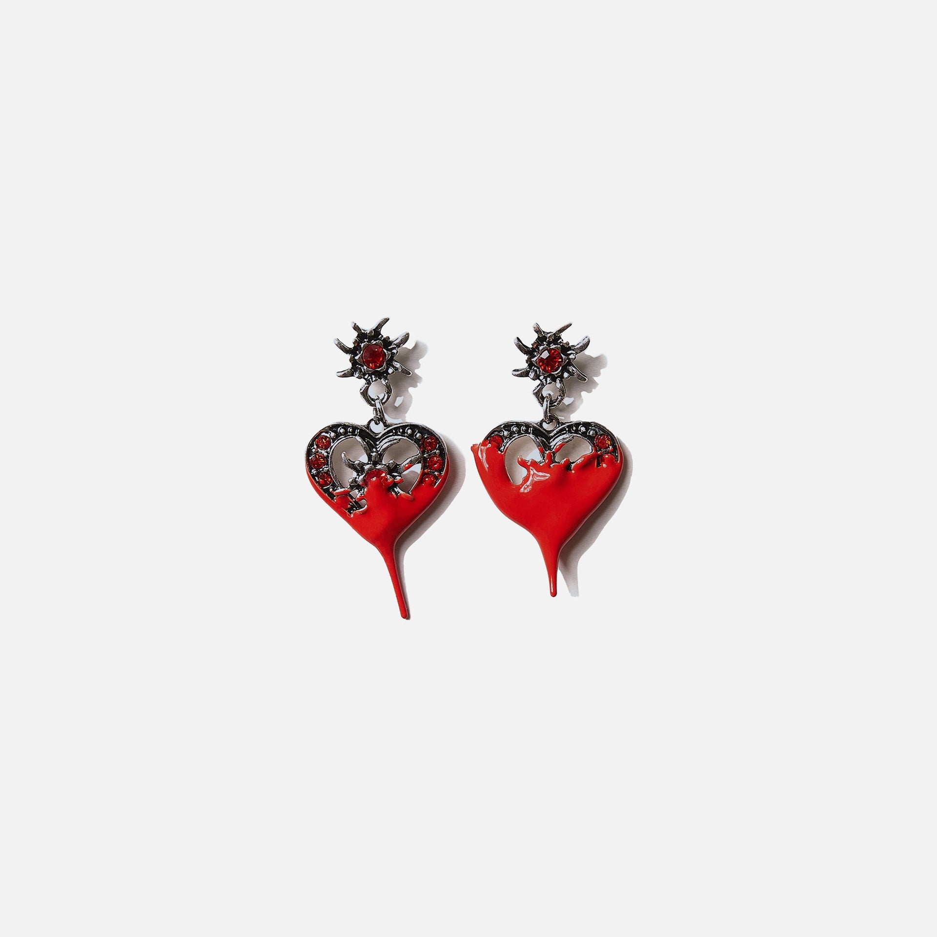 Boucles d'oreilles Ottolinger en forme de cœur trempé - Rouge