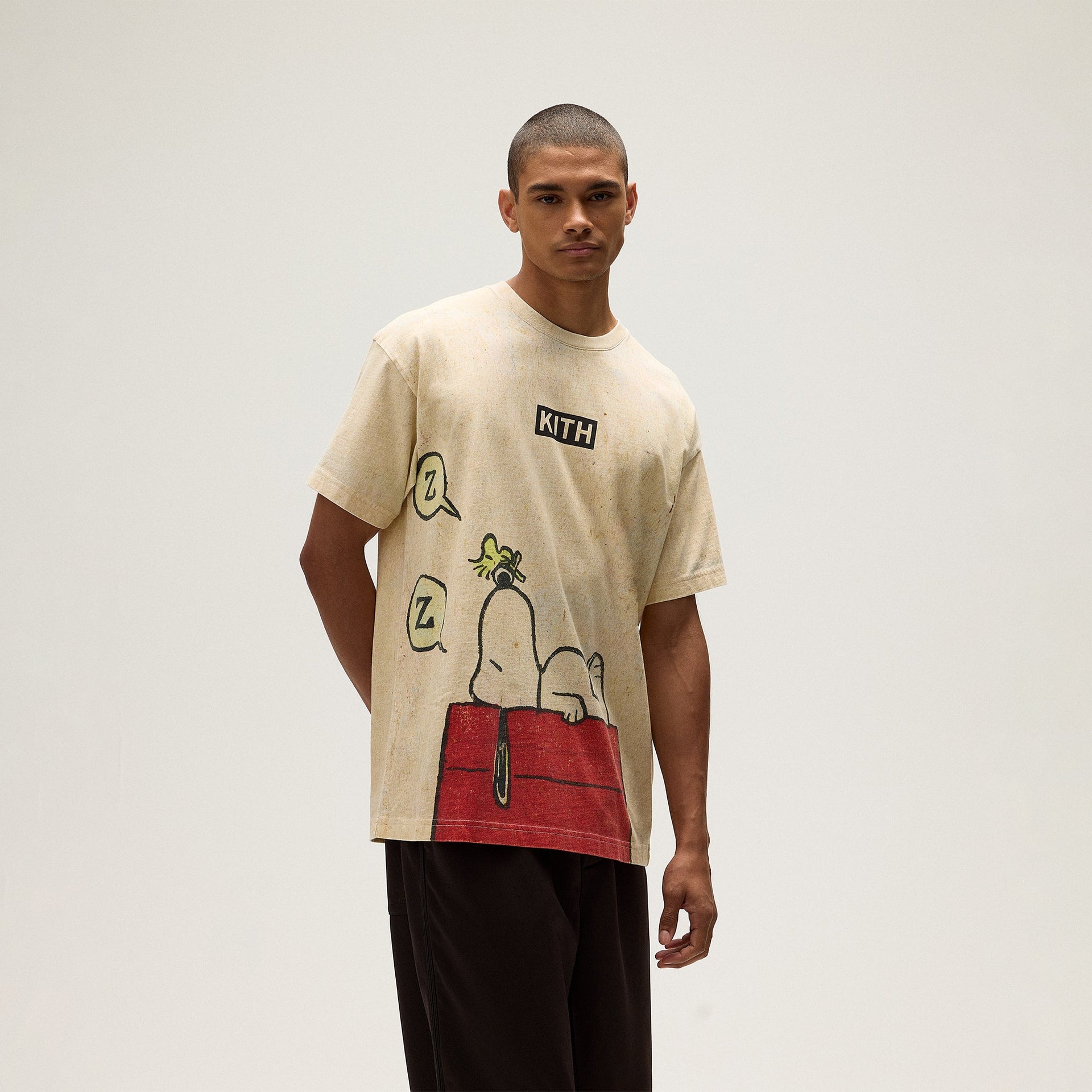 Kith for Peanuts Sleeping Doghouse Comic Vintage Tee - Sandrift