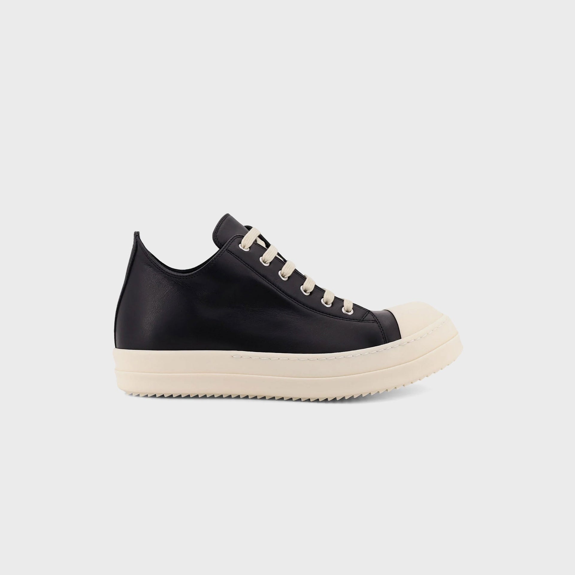 Rick Owens Scarpe In Pelle Low Sneaks - Black / Milk / Milk