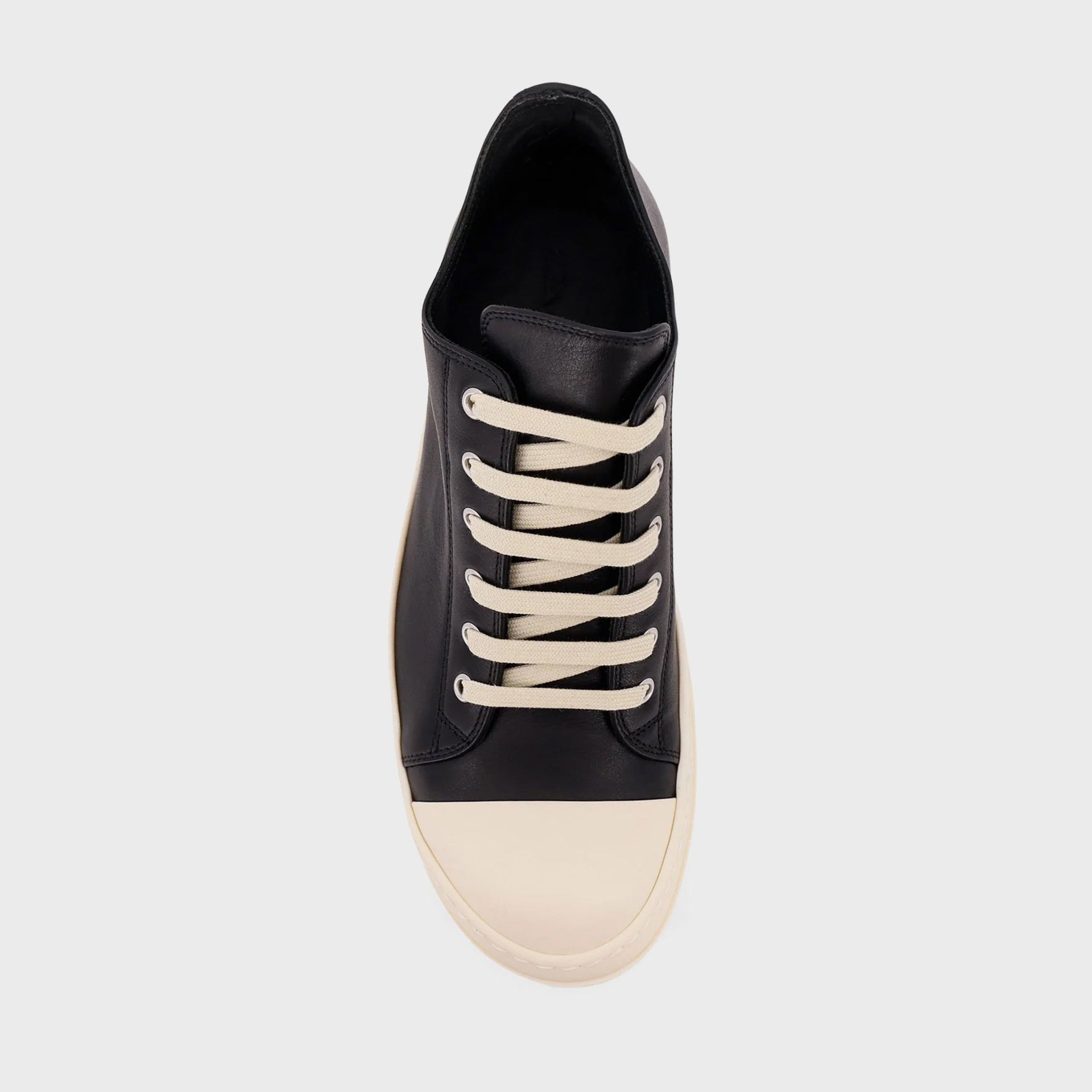 Rick Owens Scarpe In Pelle Low Sneaks - Black / Milk / Milk