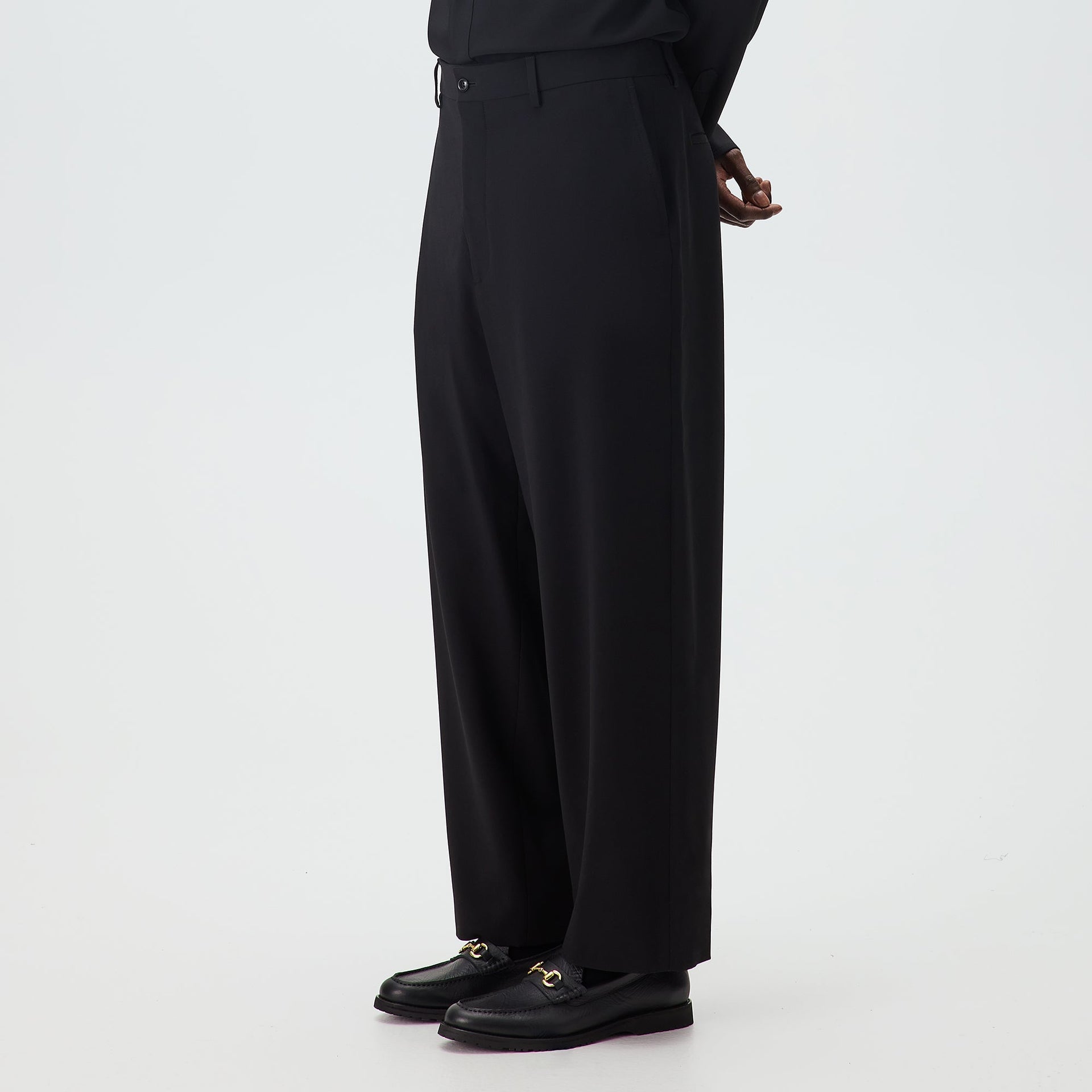 Giorgio Armani & Kith &Kin Milano Crepe Flat Front Trouser - Black