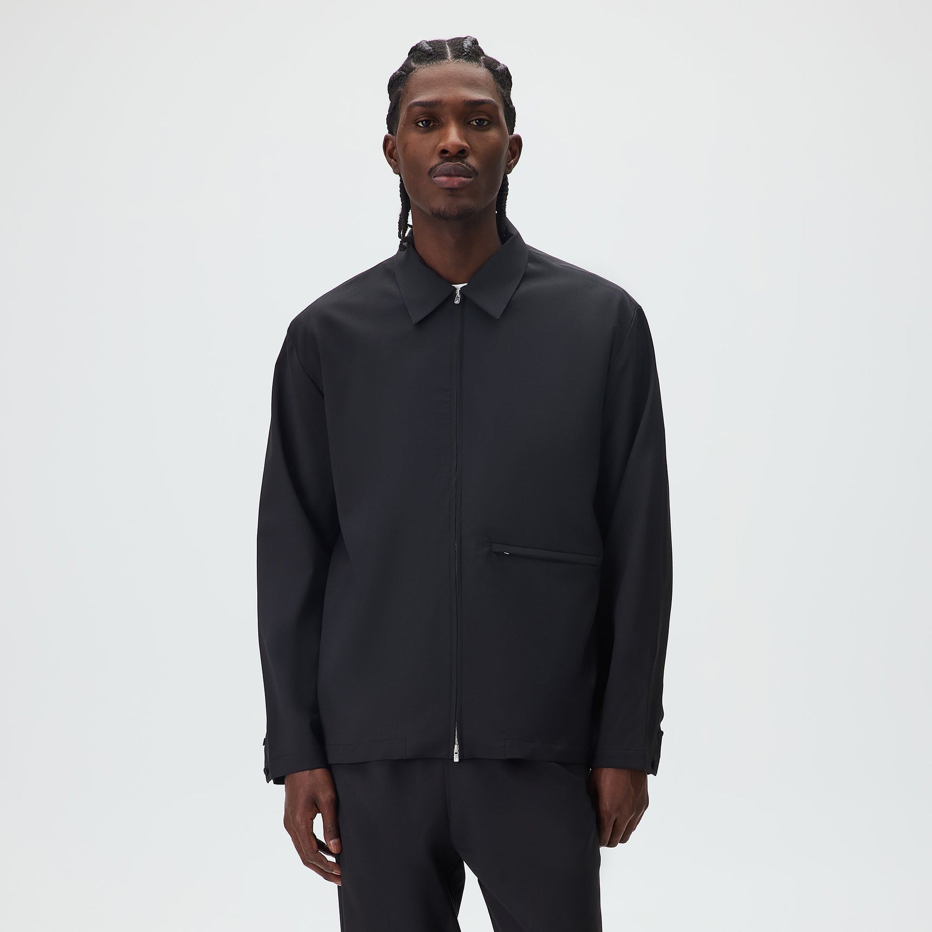 &Kin for Kith Origins Long Sleeve Davenport Tropical Wool Shirt - Black