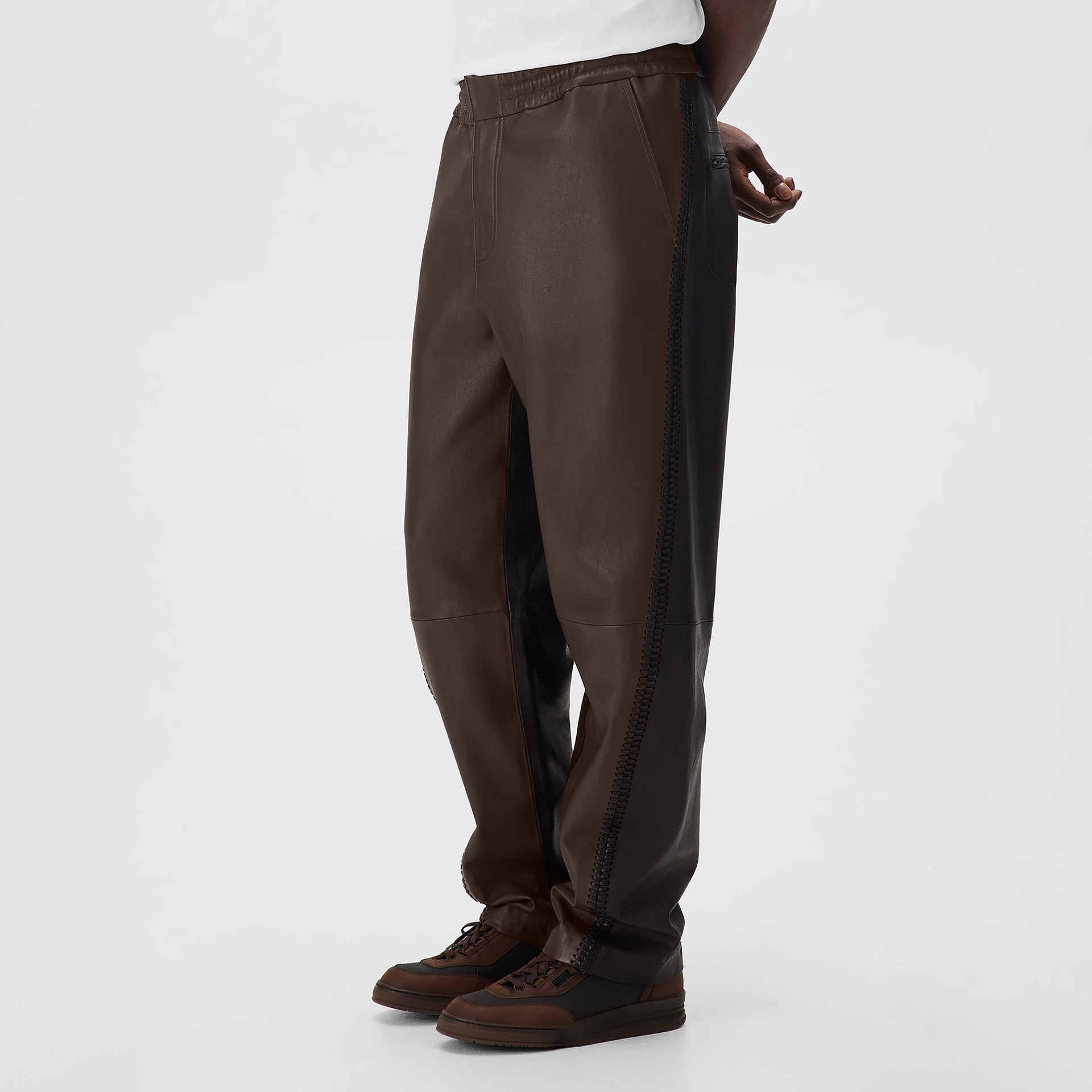 &Kin Irving Combo Leather Moto Pant - Hickory