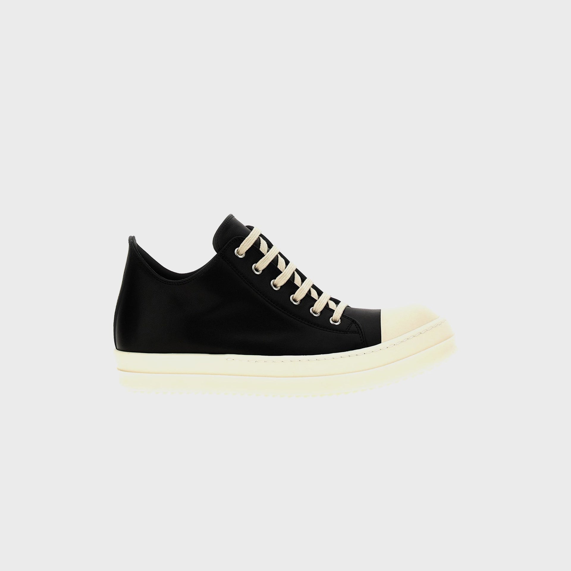 Rick Owens Scarpe Pelle Low Sneaks - Black / Milk / Milk