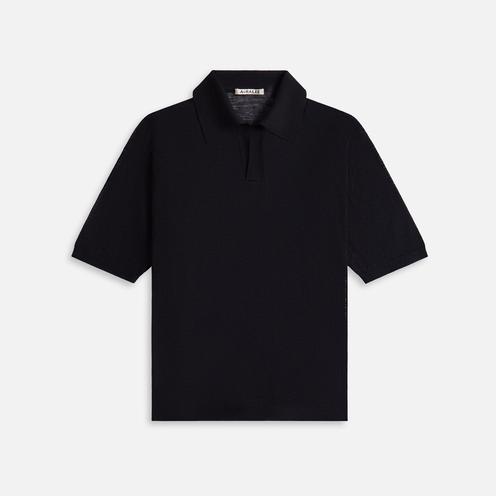 Polo Skipper Auralee Hard Twist en laine et soie tricotée à haute tension - Noir