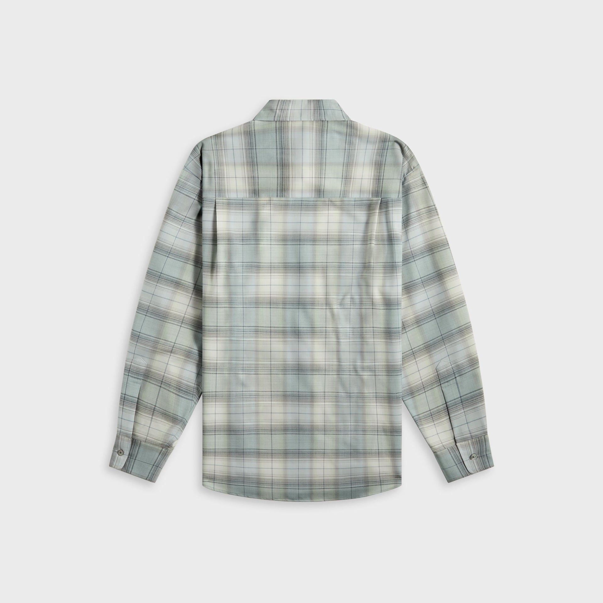 Chemise à carreaux Auralee en laine ultra-légère - Carreaux bleus et verts
