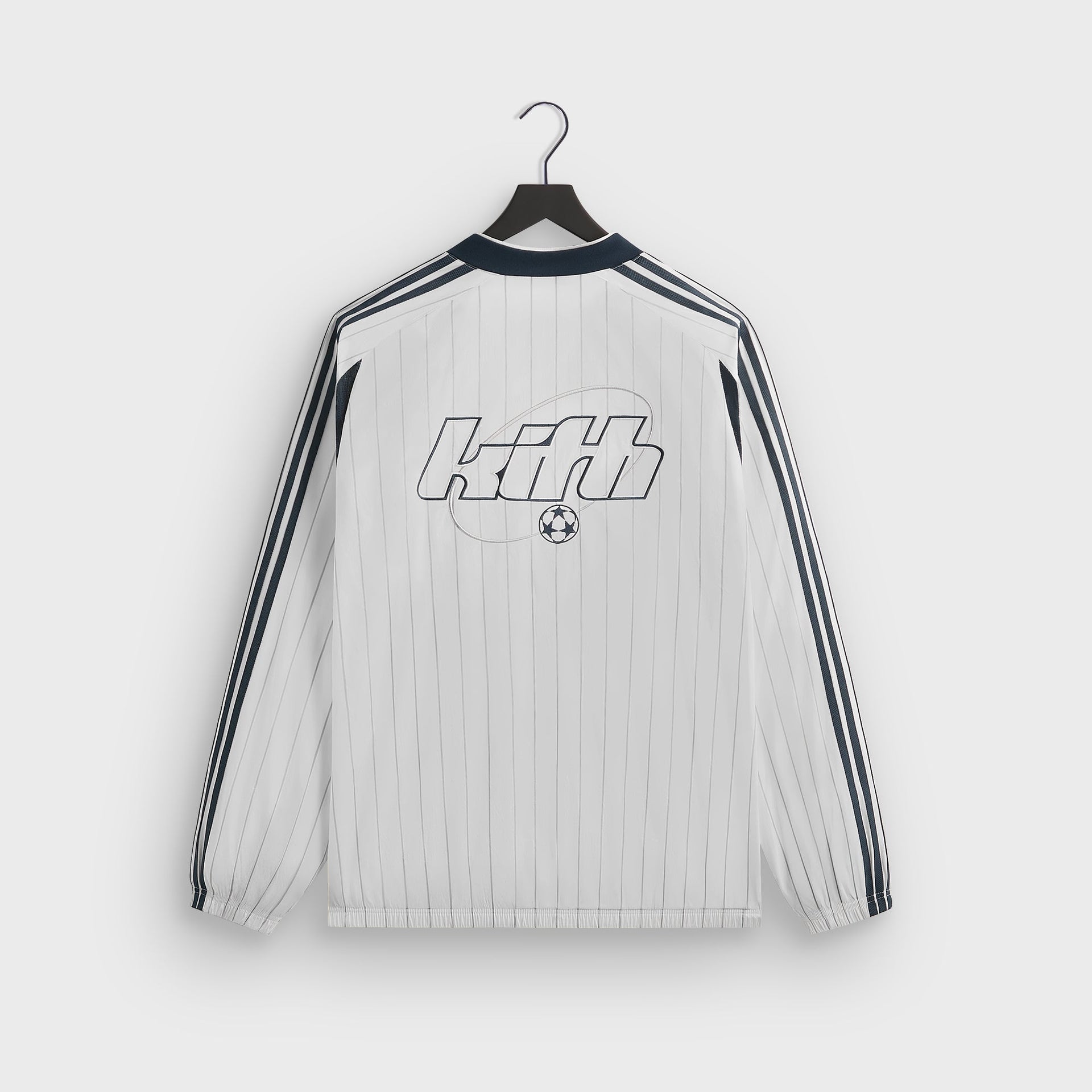 Kith for adidas Football Pinstripe Long Sleeve V-Neck - White