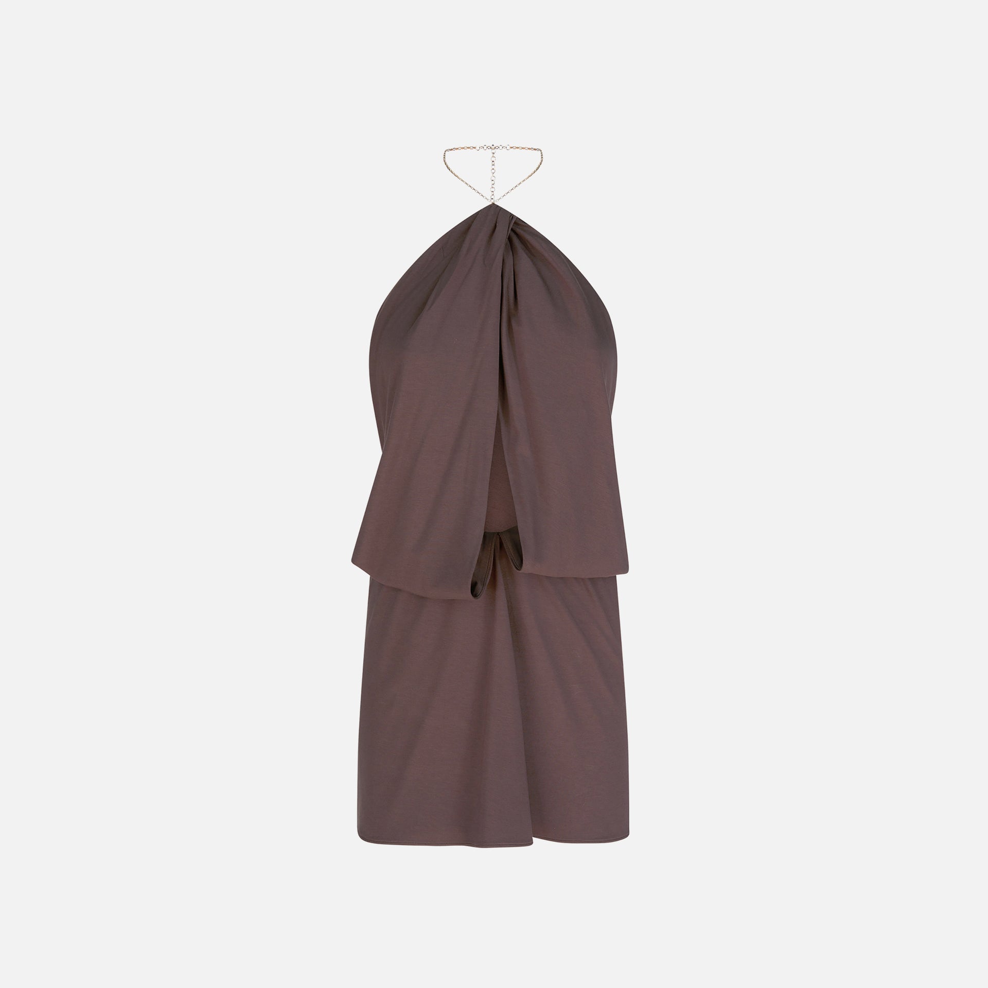 The Attico Halter Neck Mini Dress - Dark Brown