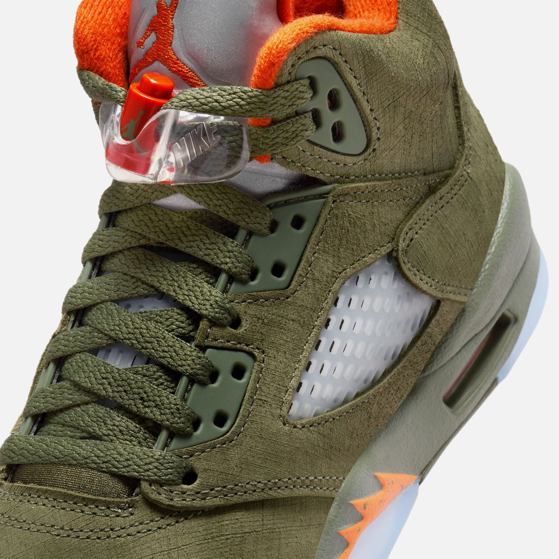 Air Jordan GS 5 Retro - Vert olive militaire / Orange solaire