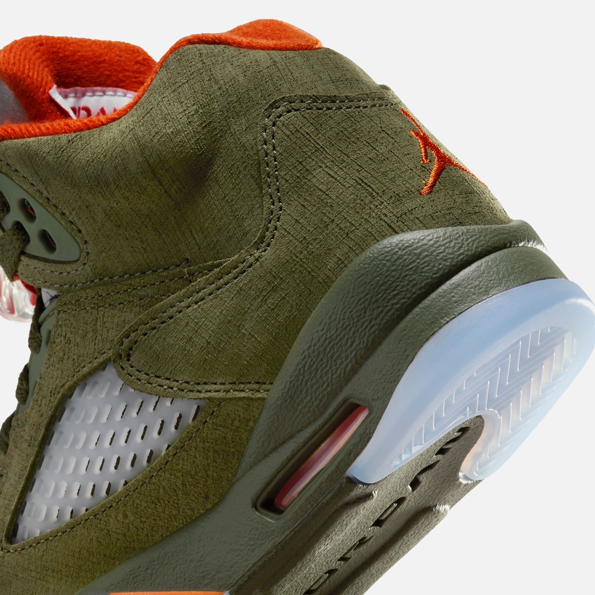 Air Jordan GS 5 Retro - Vert olive militaire / Orange solaire