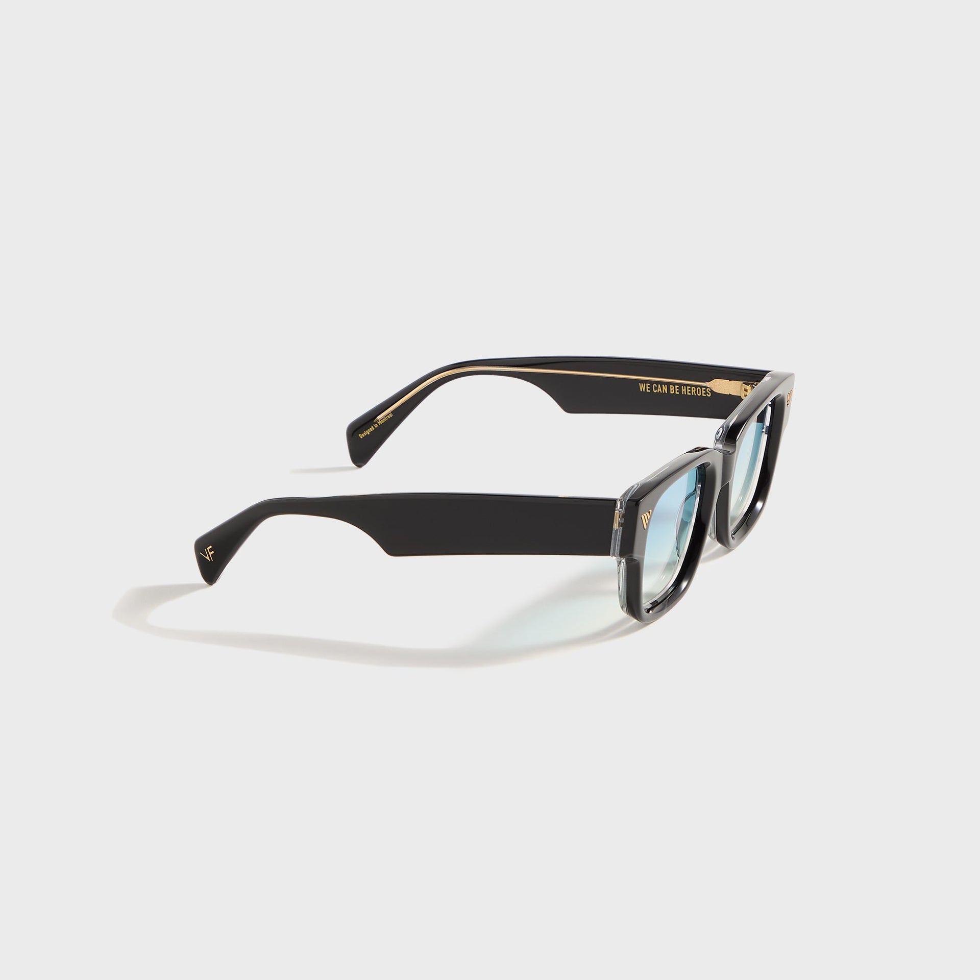 Lunettes Vintage Frames Bowie en acétate noir et transparent - Noir brillant / Bleu