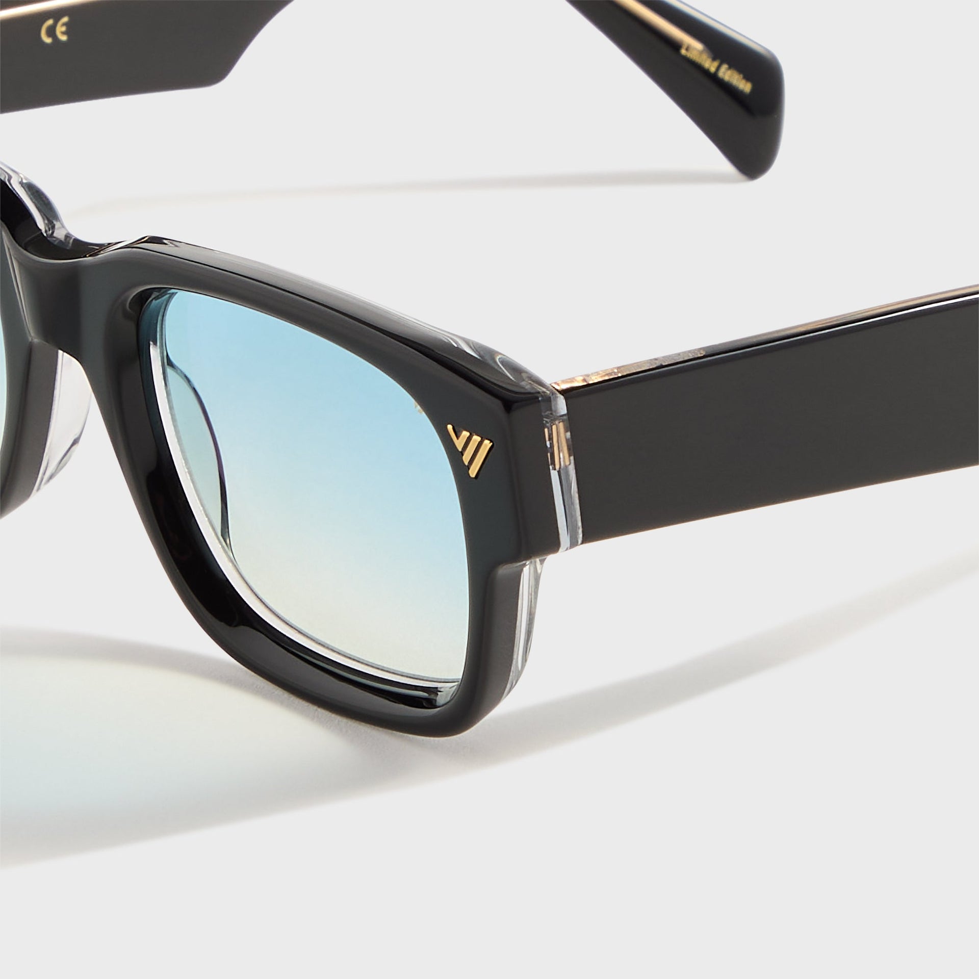 Vintage Frames Bowie Black and Clear Acetate - Glossy Black / Blue