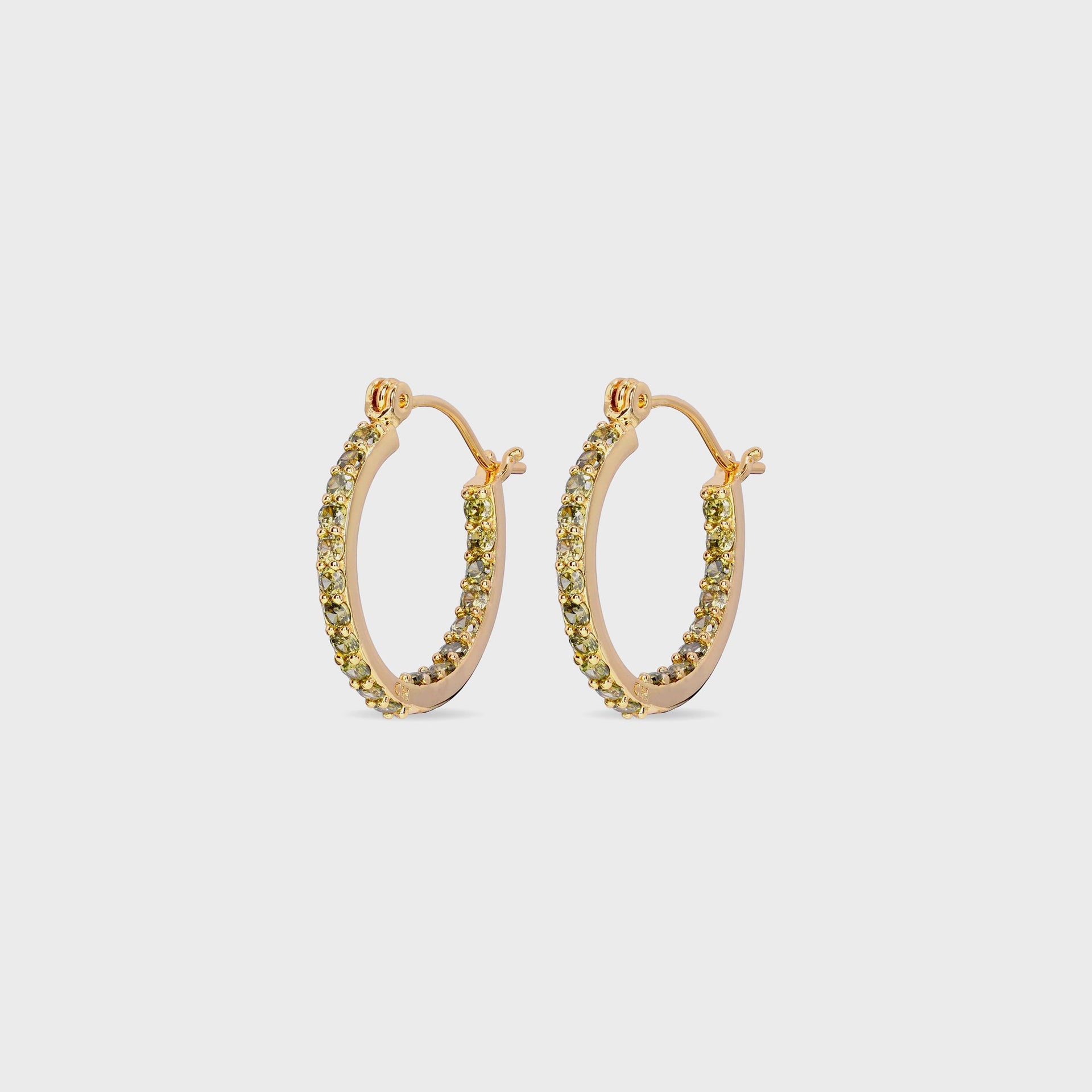 Crystal Haze Serena Small Hoops - Olive