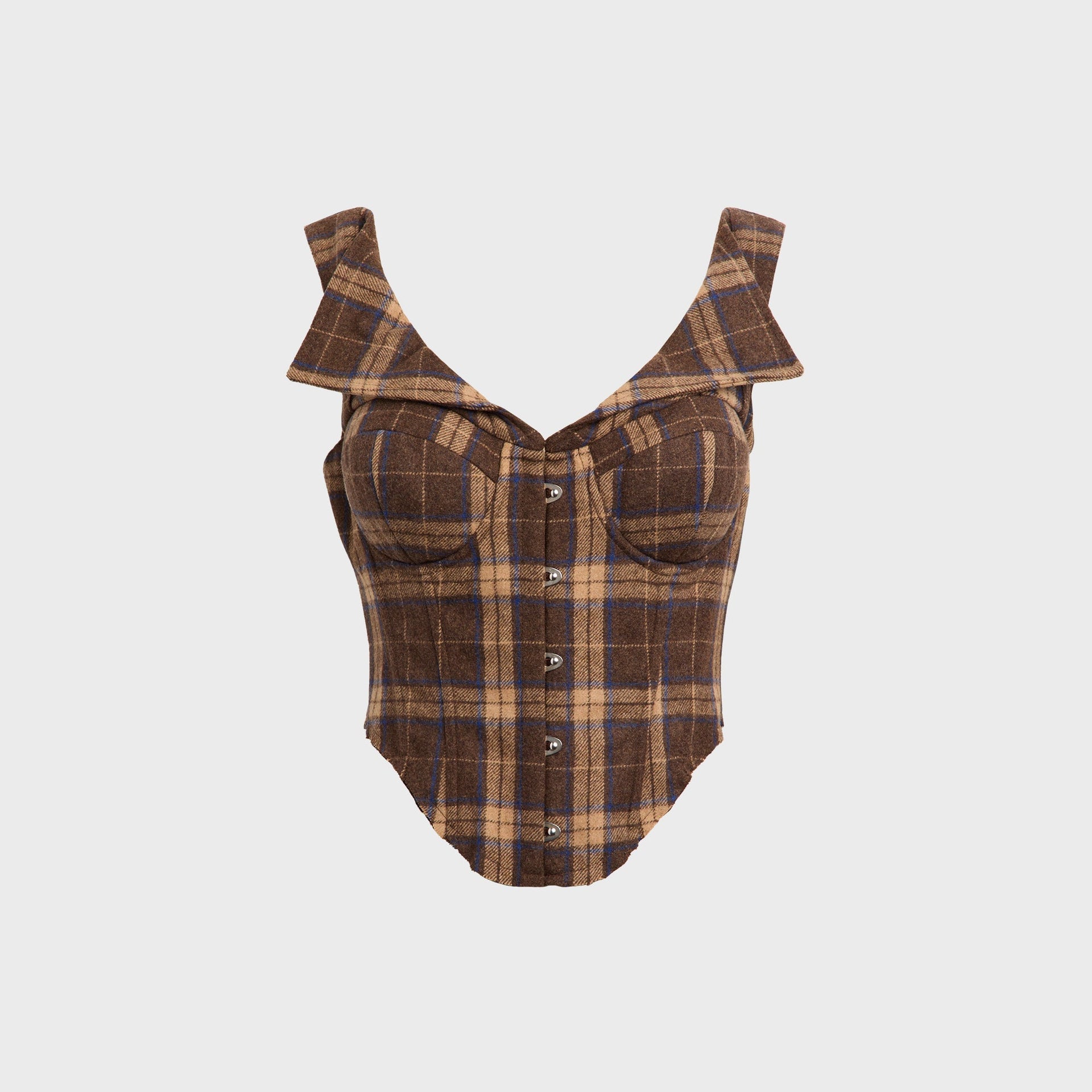 GUIZIO Chamonix Corset Top - Tartan Plaid