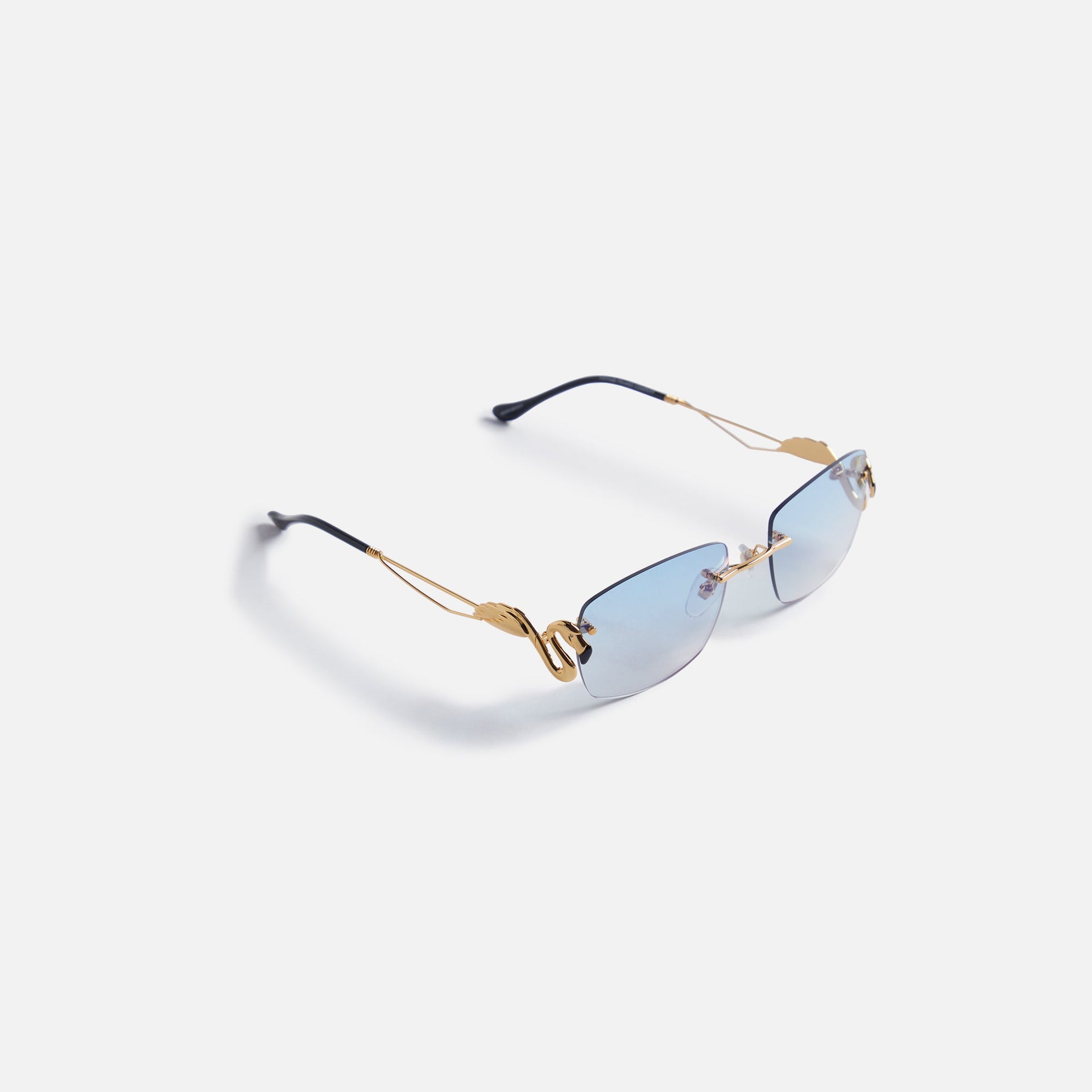 Cadre Vintage Flamingo en or jaune 24 carats - Dégradé bleu