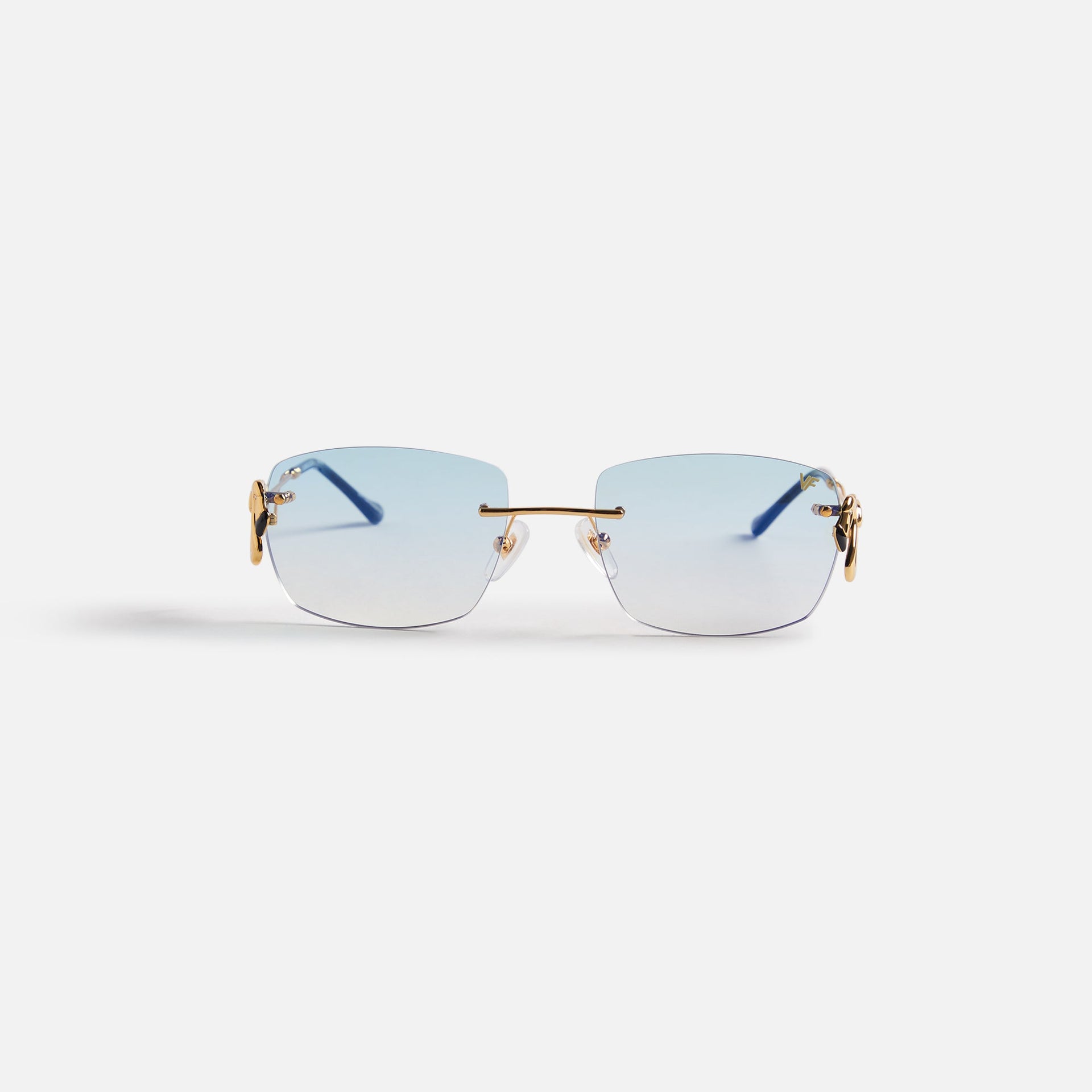Cadre Vintage Flamingo en or jaune 24 carats - Dégradé bleu