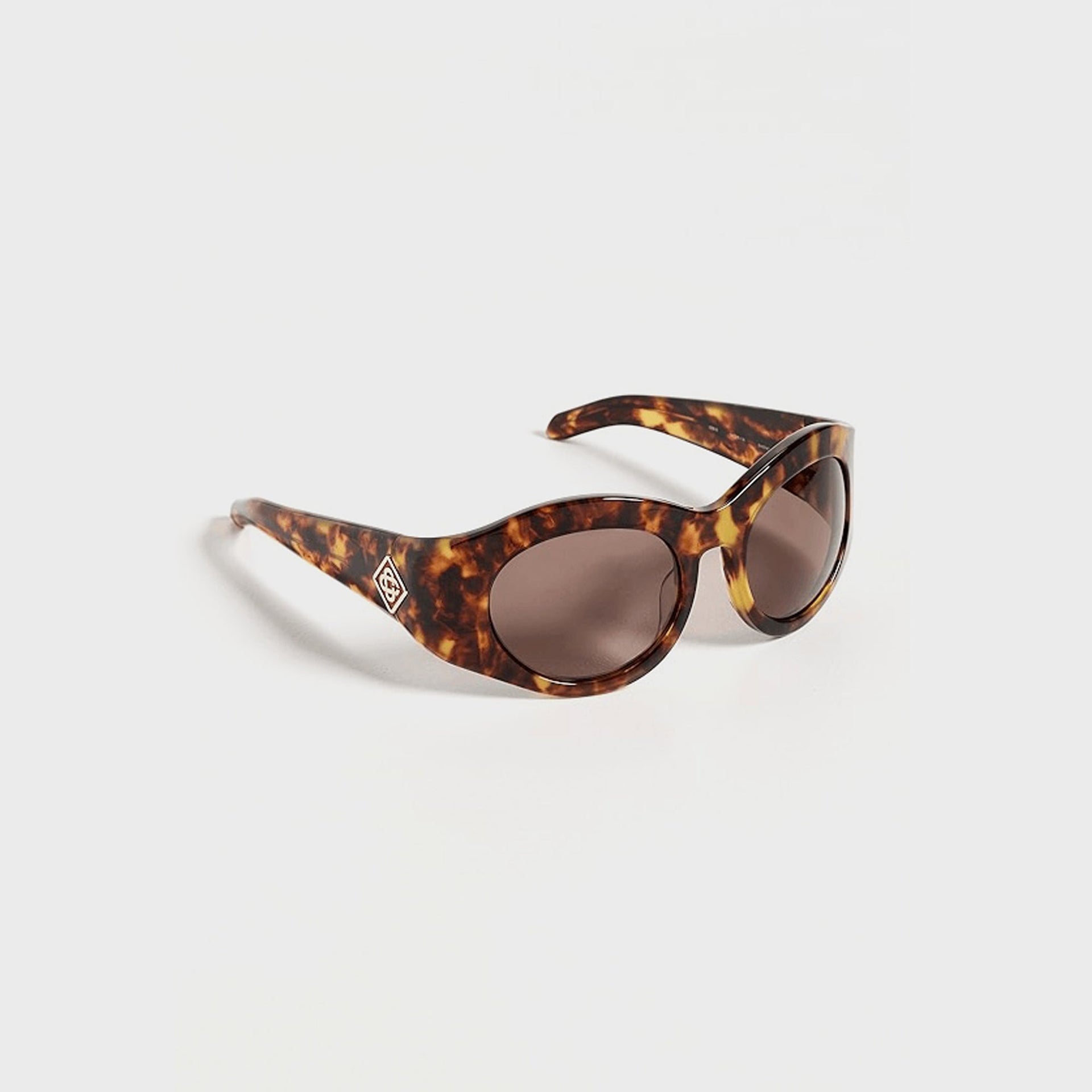 Lunettes de soleil rondes Casablanca en acétate - Écaille / Noir