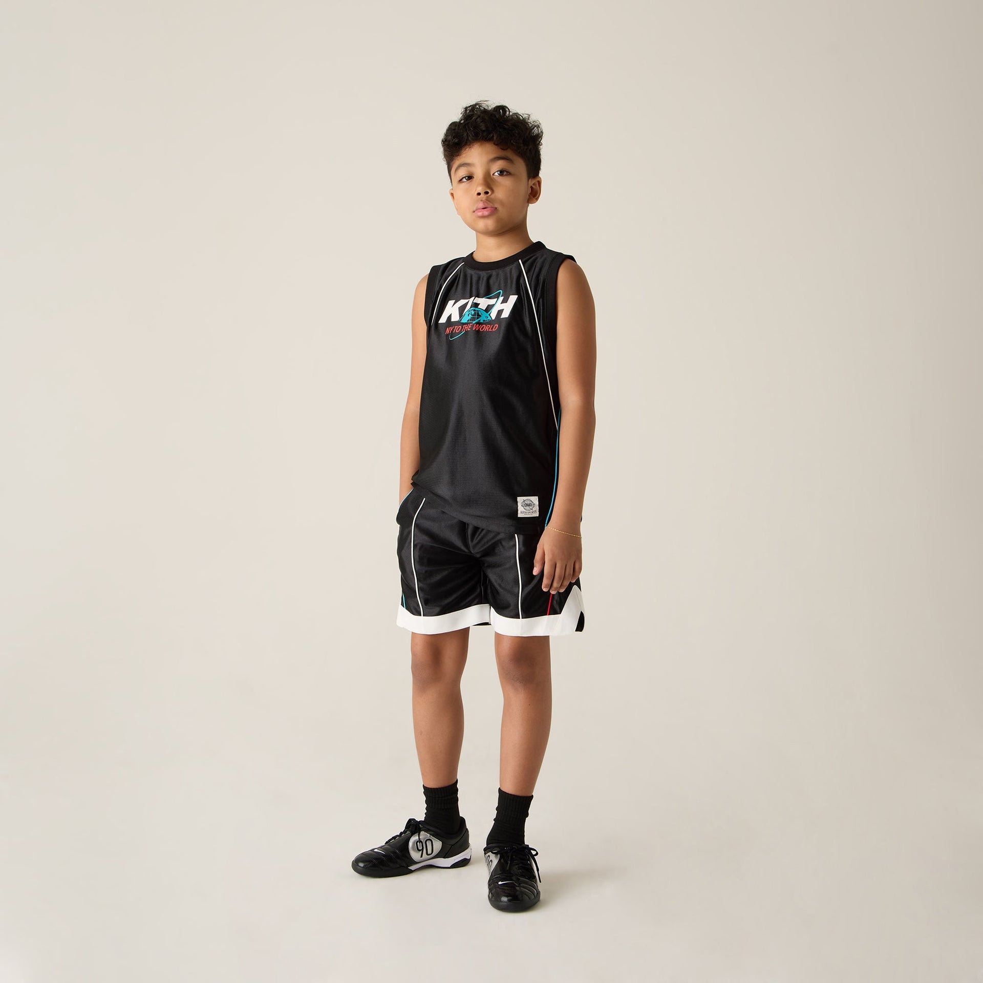 Kith Kids NY to the World Unisphere Faille Short - Black