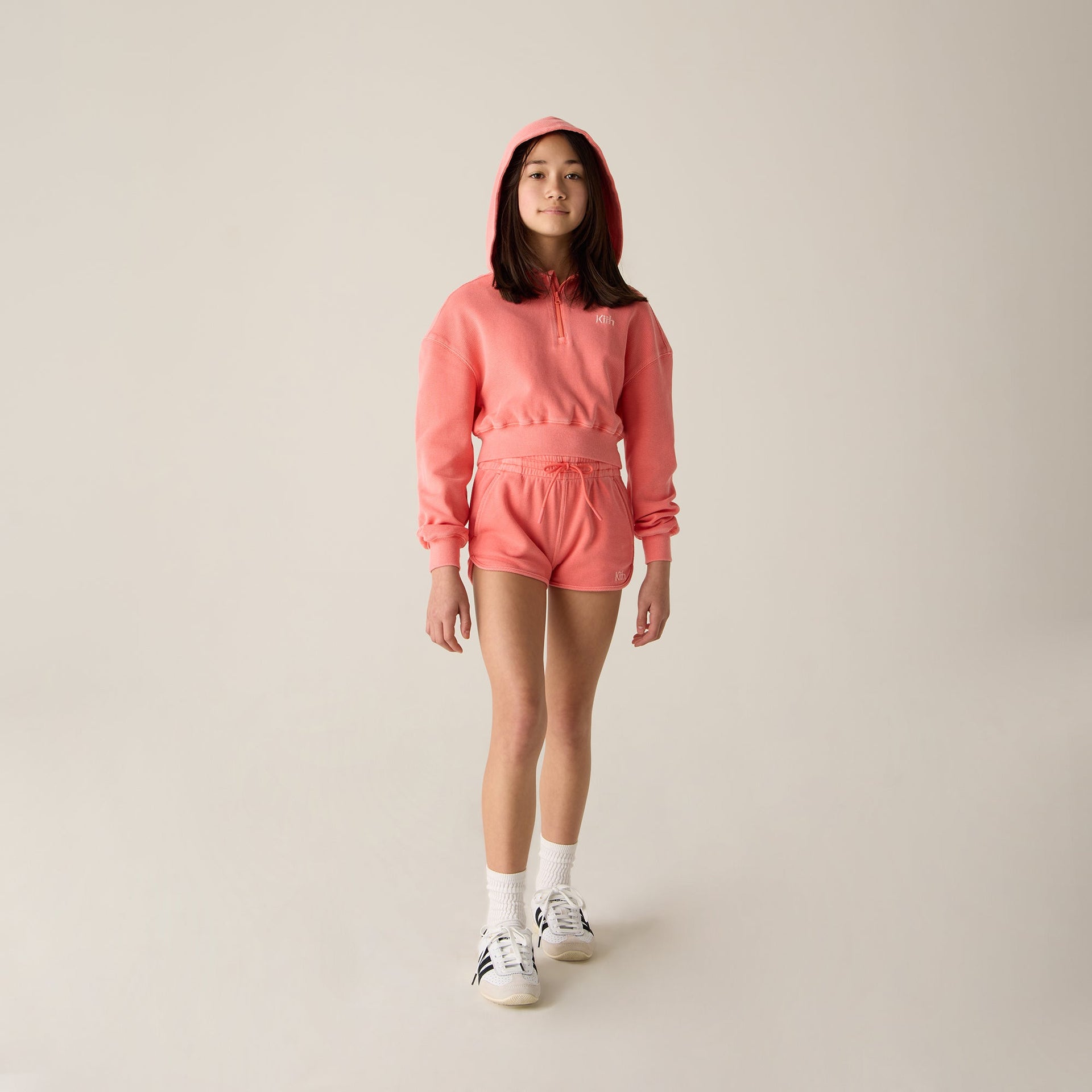 Kith Kids Waffle Fallon Quarter Zip Hoodie - Dawn