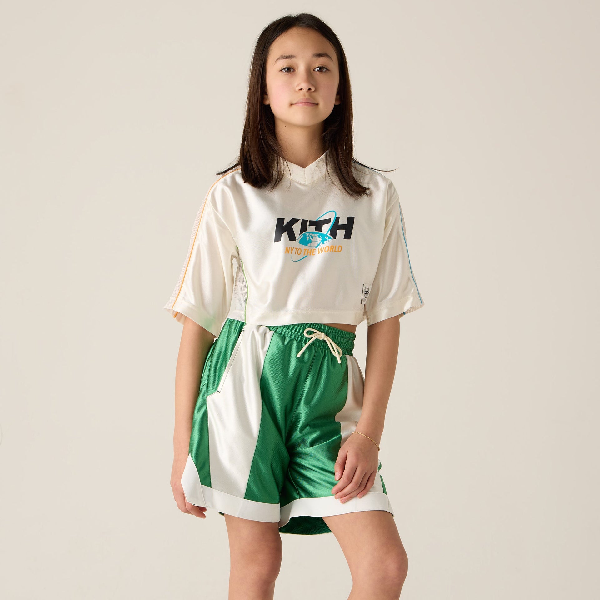 Kith Kids NY to the World Faille Curtis Short - Parrot