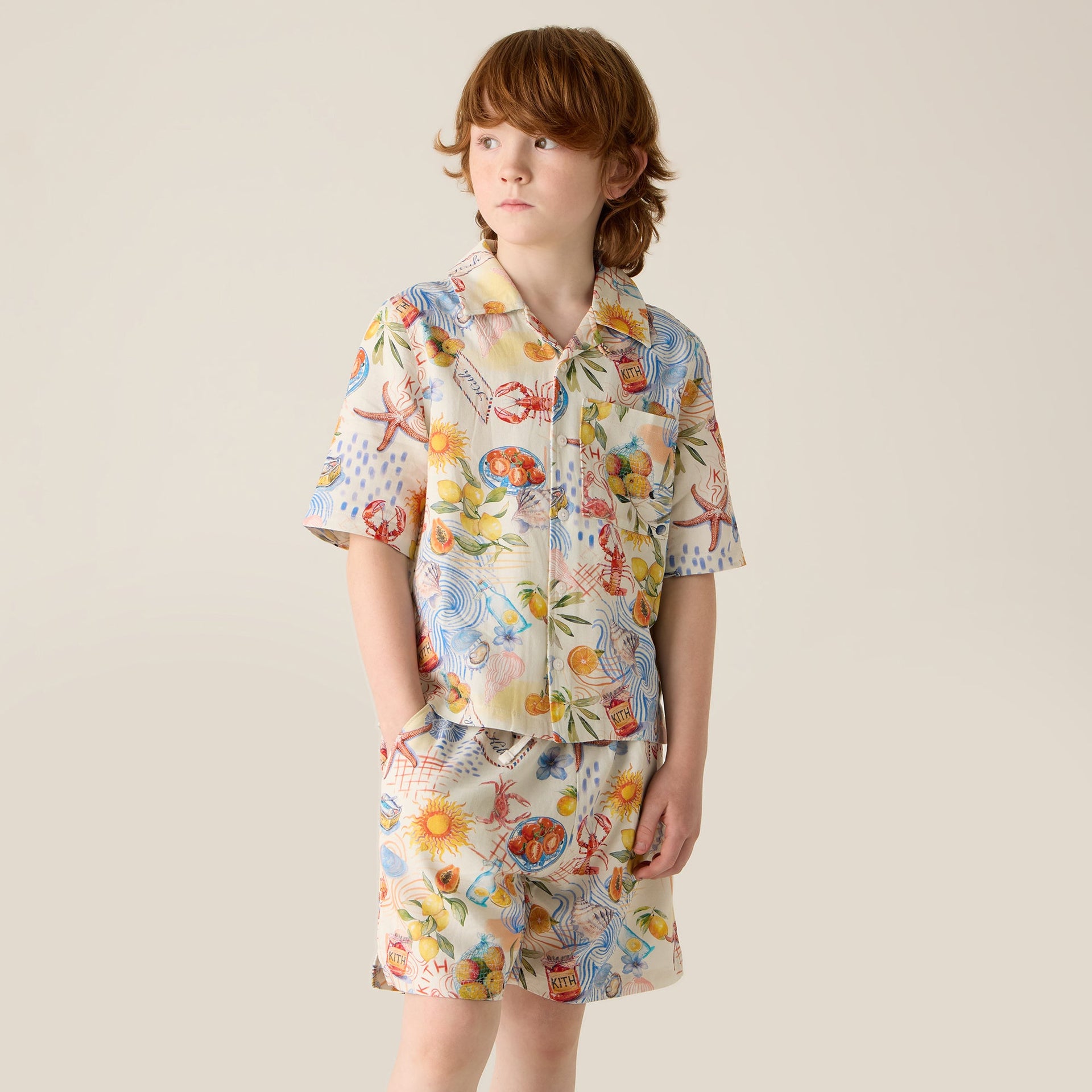 Kith Kids Summer Picnic Thompson Camp Shirt - Sandrift