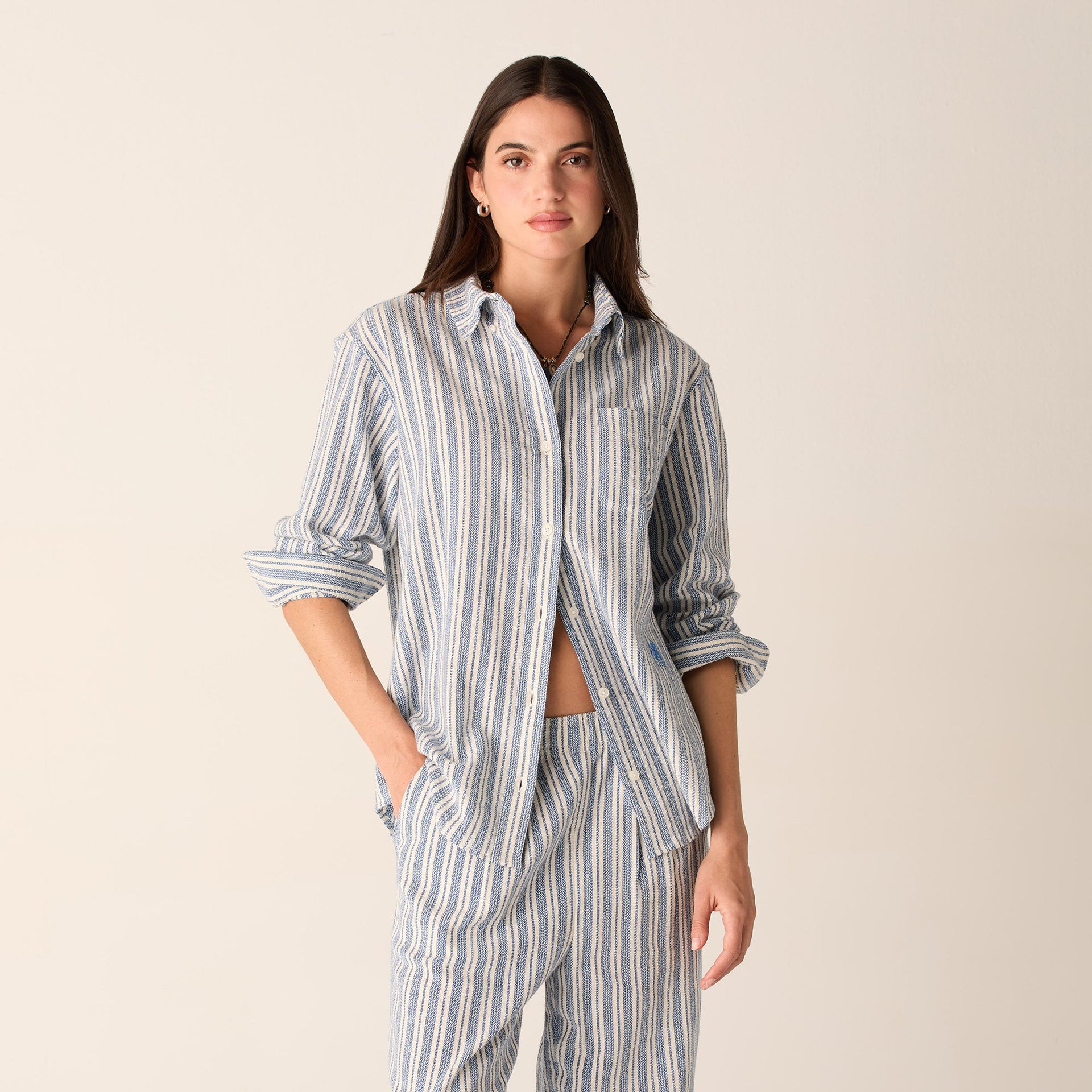 Kith Women Ora II Dobby Stripe Shirt - Royal