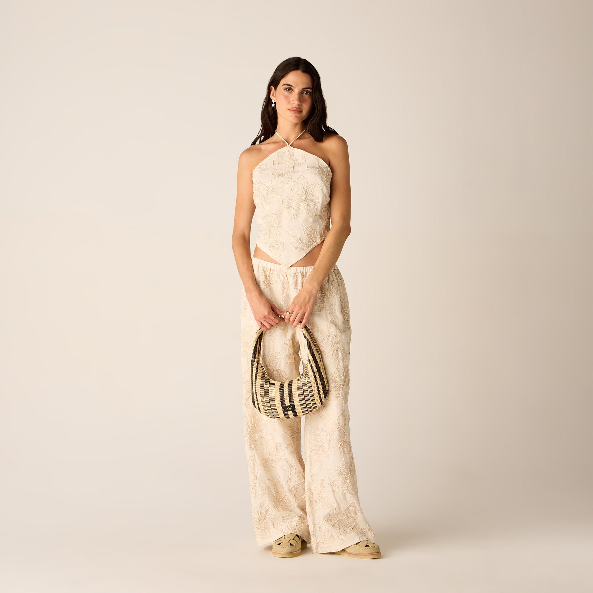 Kith Women Kumi Floral Embroidered Halter - Sandrift