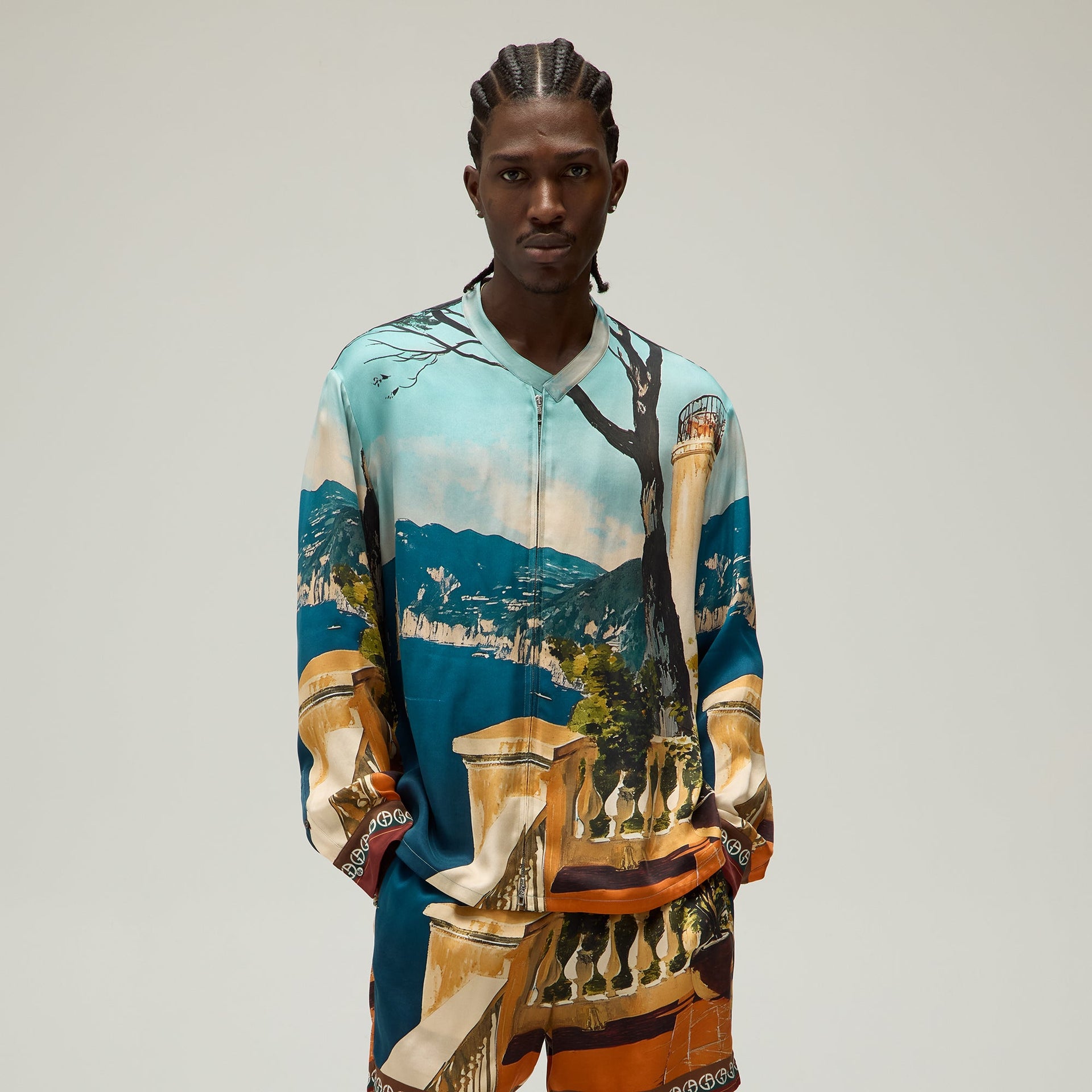 Giorgio Armani & Kith Capri Long Sleeve Zip-Up Shirt - Multi