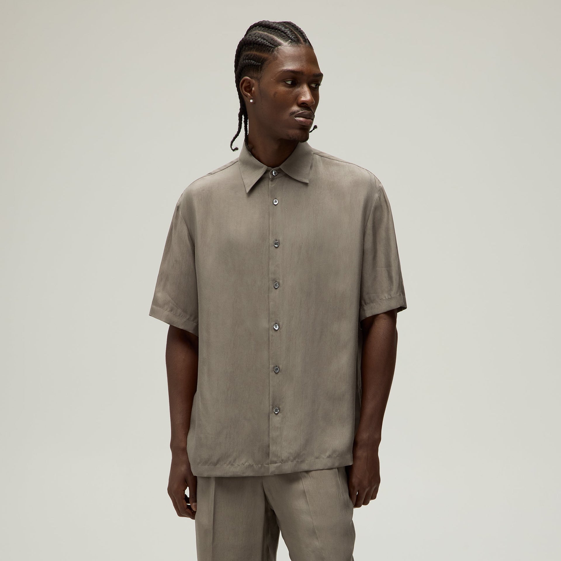 Giorgio Armani & Kith Silky Short Sleeve Button Up - Gravel