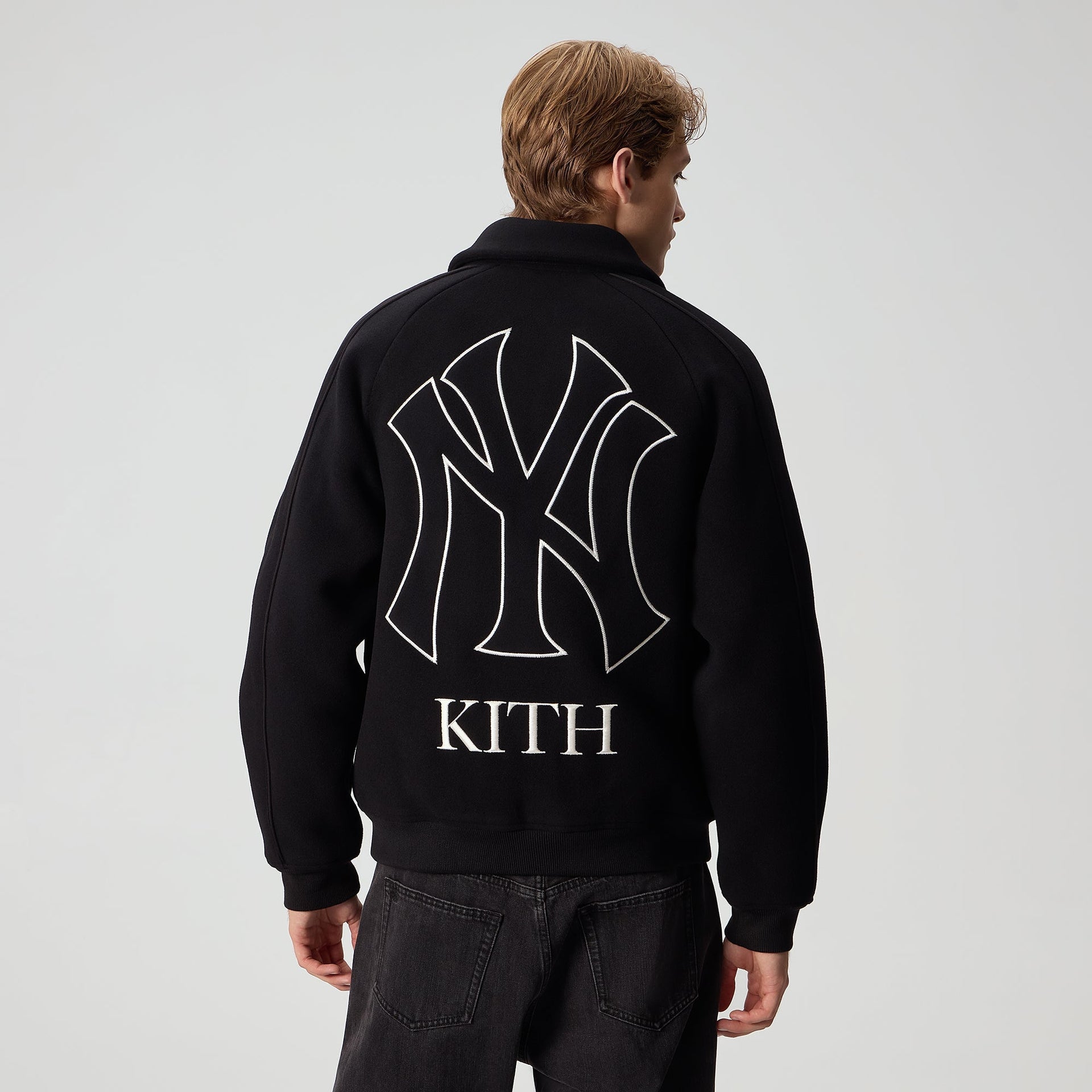 Kith for the New York Yankees Melton Wool Raglan Varsity Jacket - Black