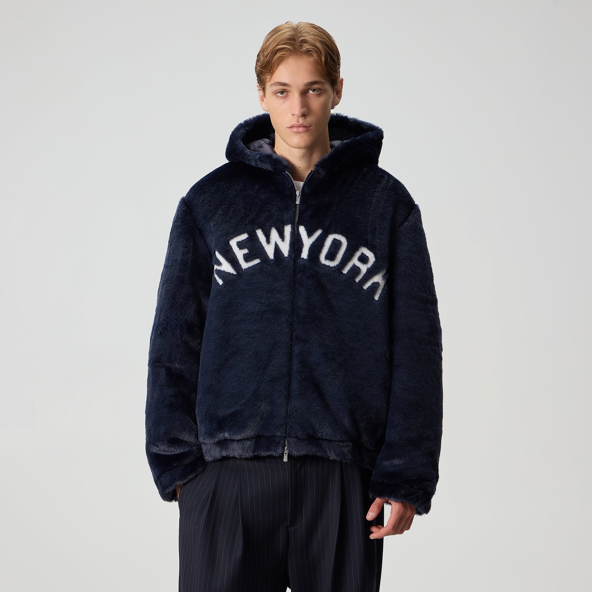 Kith for the New York Yankees Faux Fur Jacquard Jaysen Hoodie - Nocturnal