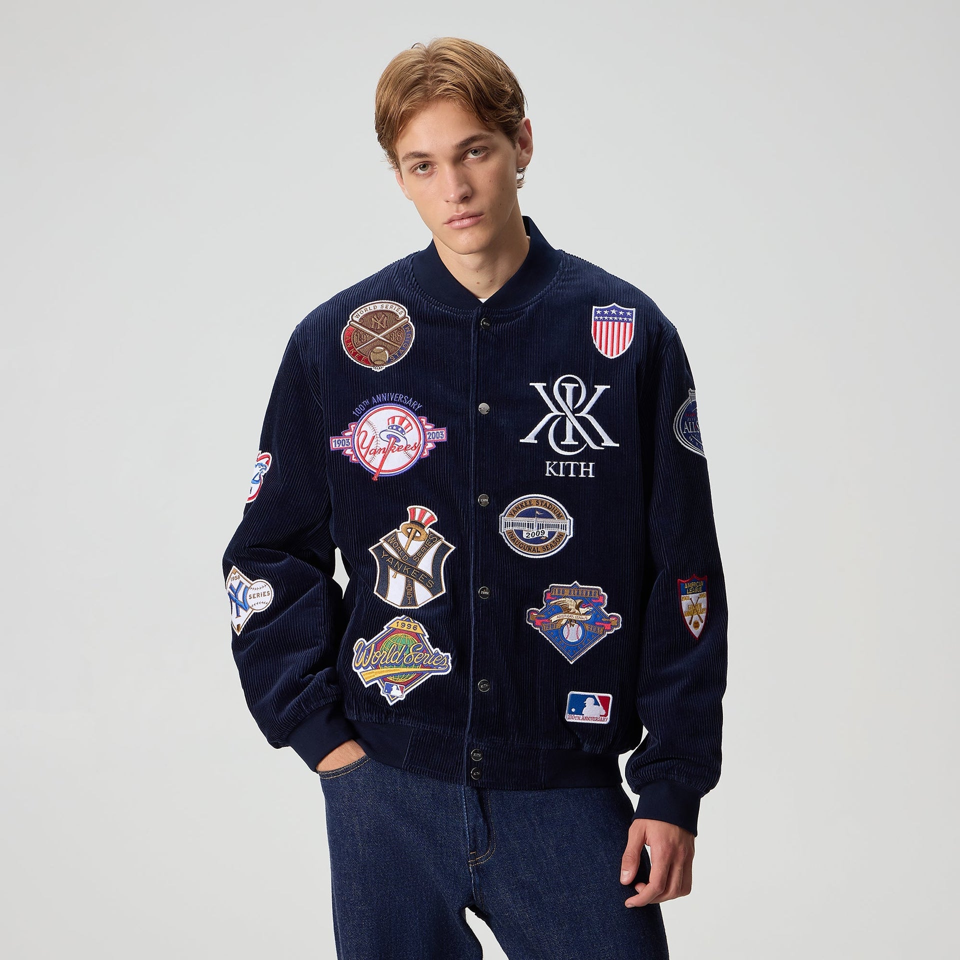 Kith for the New York Yankees Corduroy Avery Bomber Jacket - Nocturnal