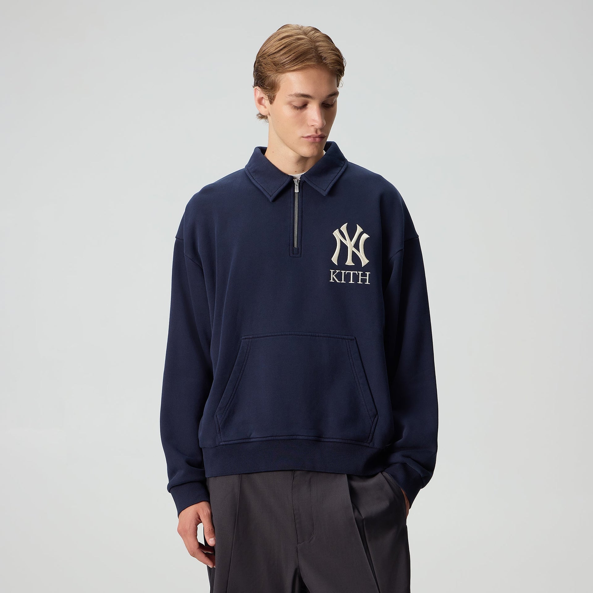 Kith for the New York Yankees Quarter Zip Popover Sweatshirt - Nocturnal