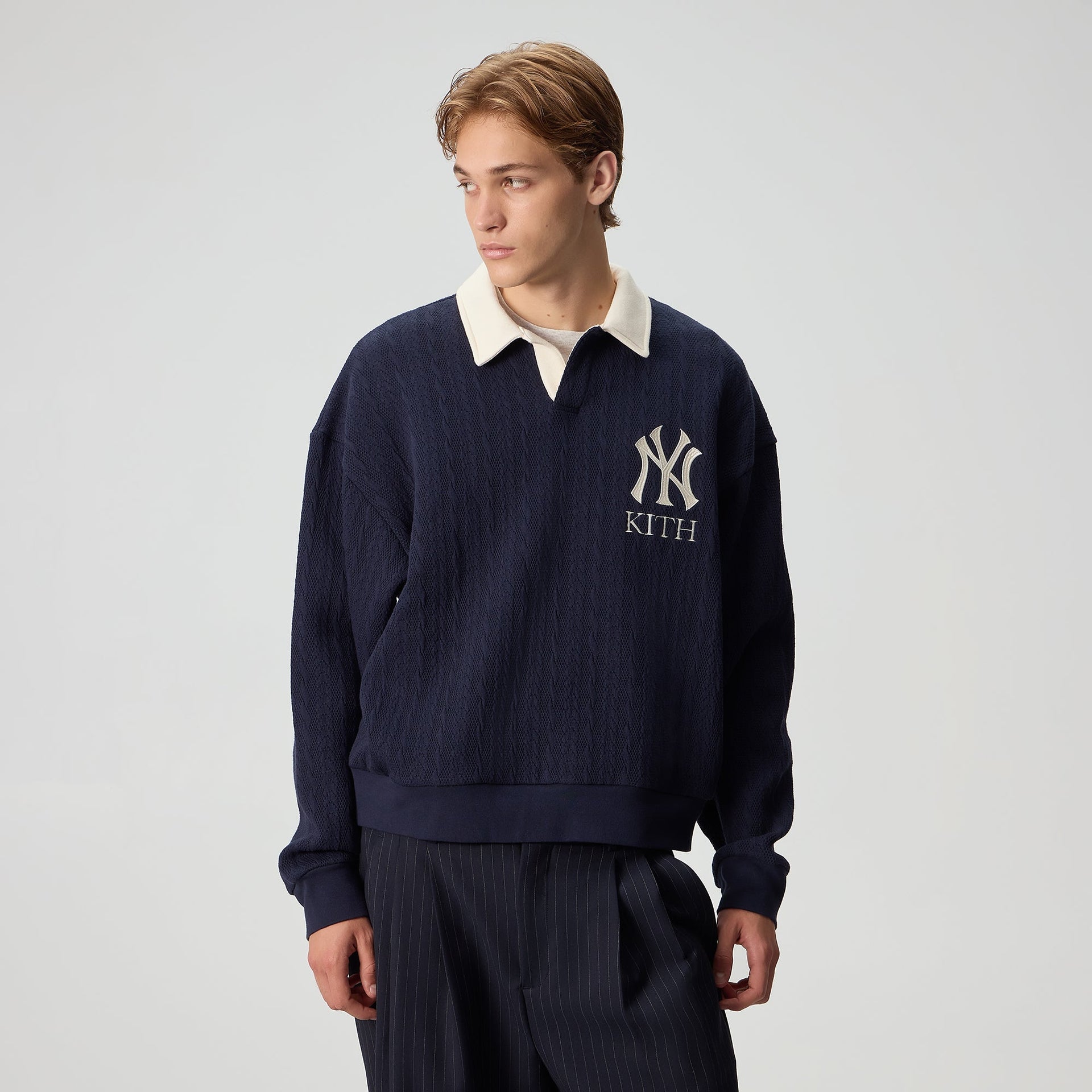 Kith for the New York Yankees Cable Fleece Nelson Sweatshirt - Nocturnal