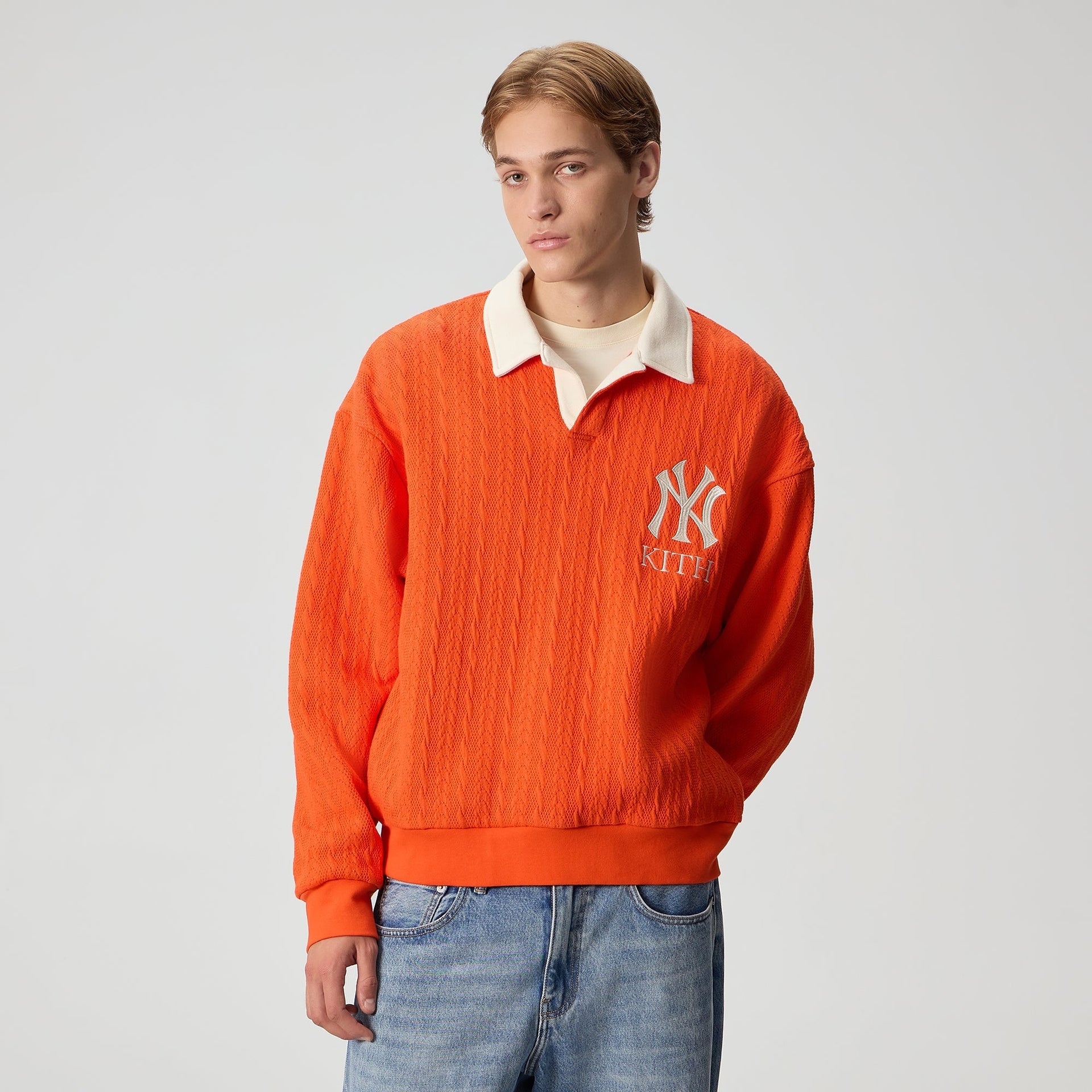 Kith for the New York Yankees Cable Fleece Nelson Sweatshirt - Poppy