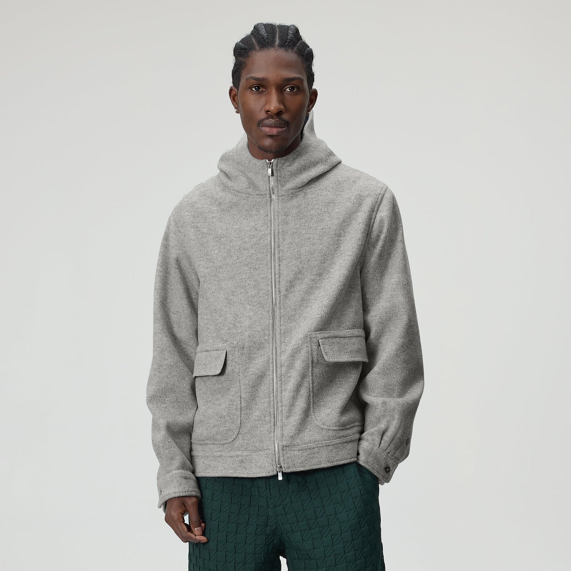 Kith Brushed Selfridge Zip Up Hoodie - Medium Heather Grey
