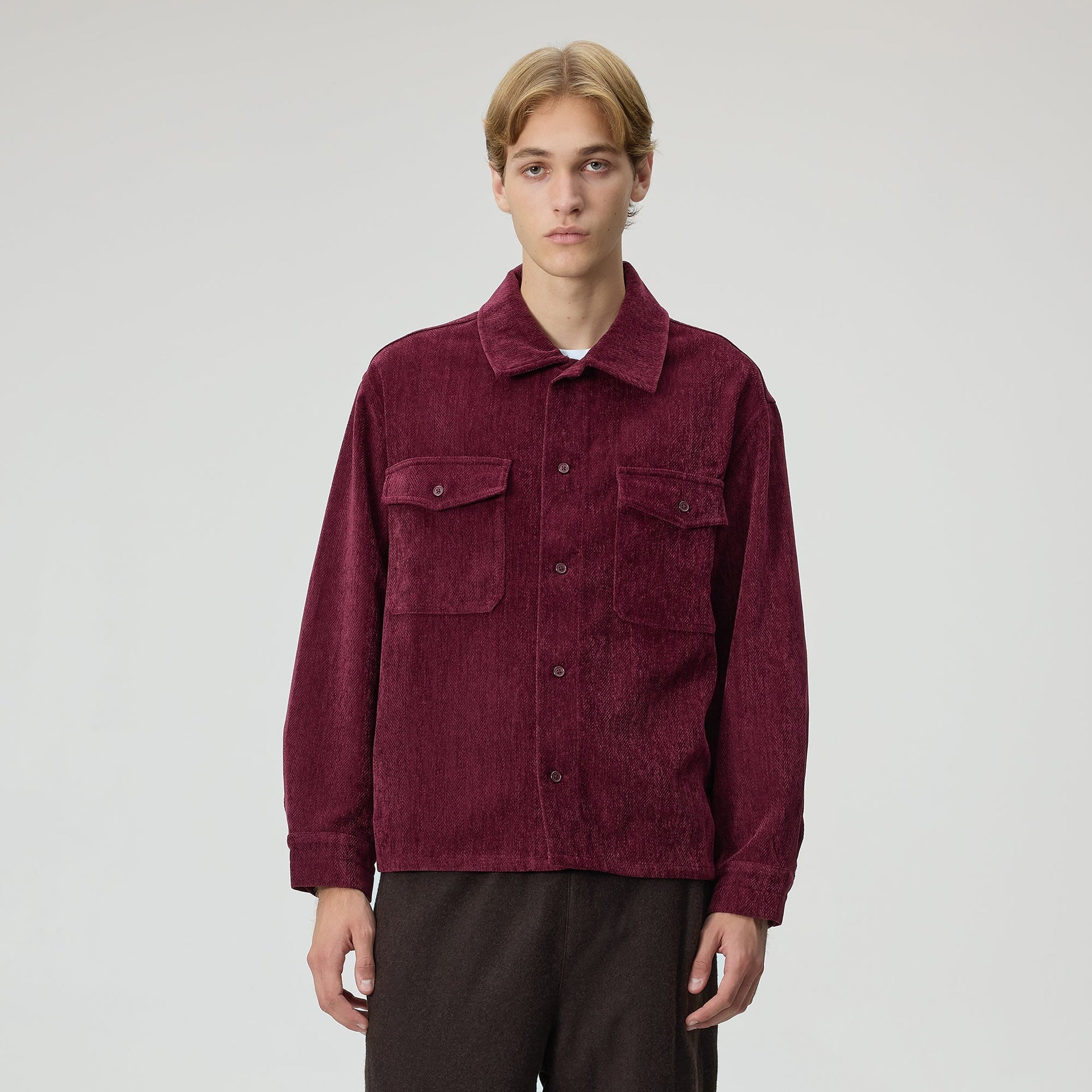 Kith Herringbone Velour Henson Buttondown - Magma