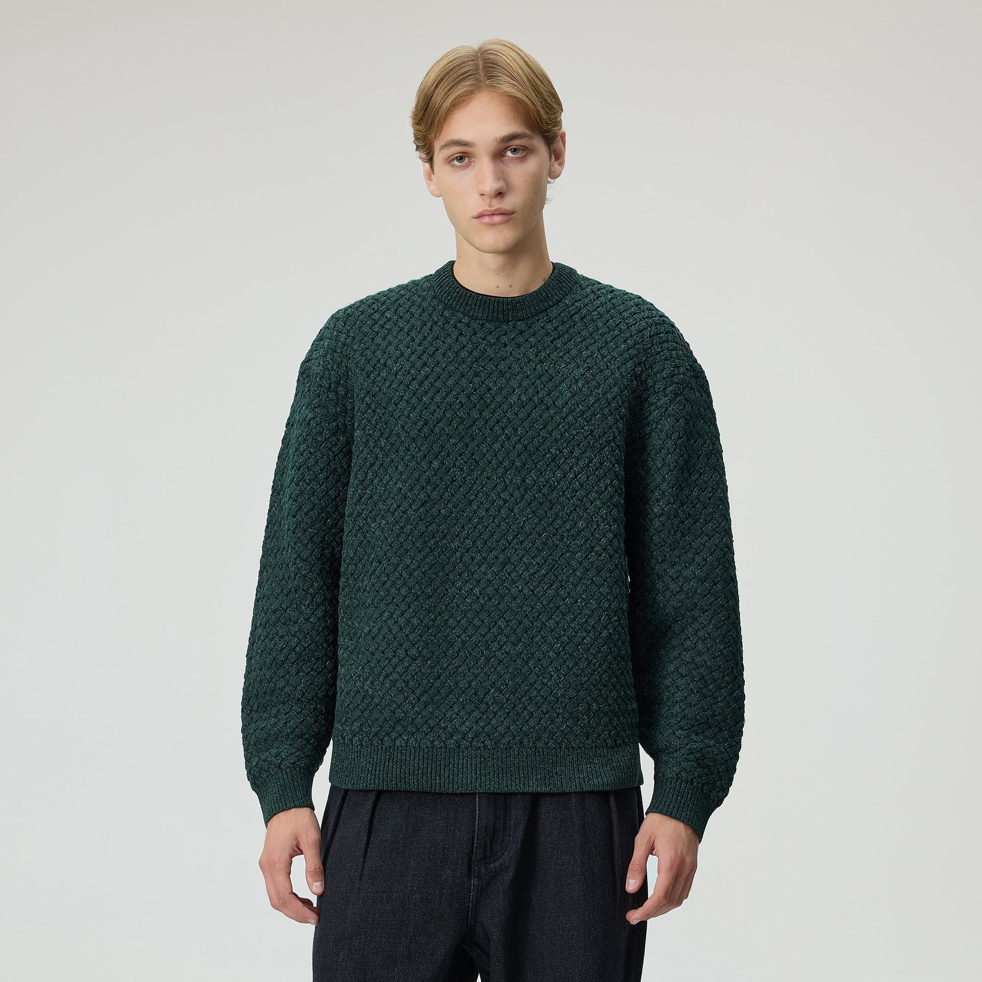 &Kin Basketweave Chenille Lewis Crewneck - Stadium