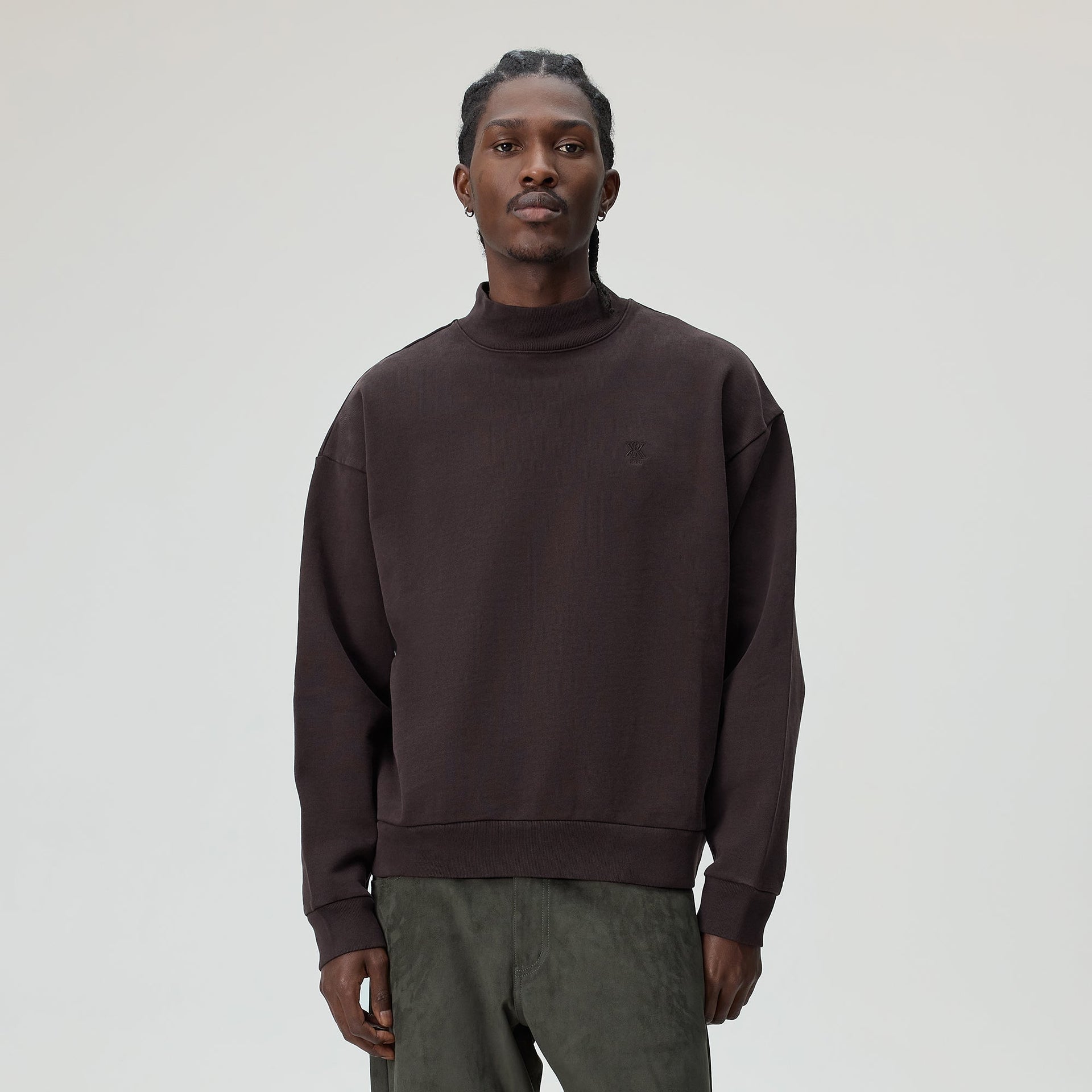 Kith Garment Dyed Fleece Mockneck Sweatshirt - Kindling