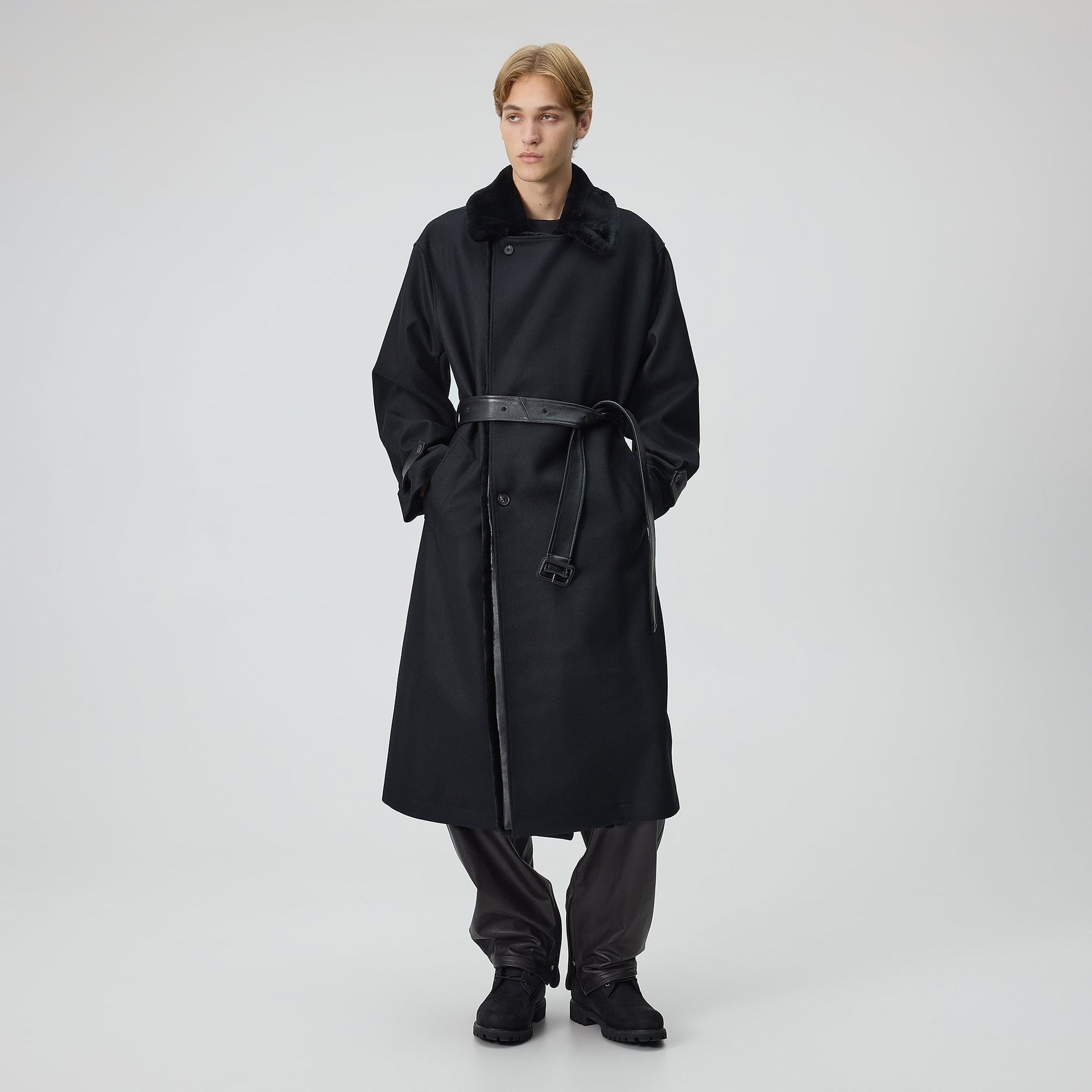 Kith 101 for ssstein Double Lapeled Double Breasted Coat - Black