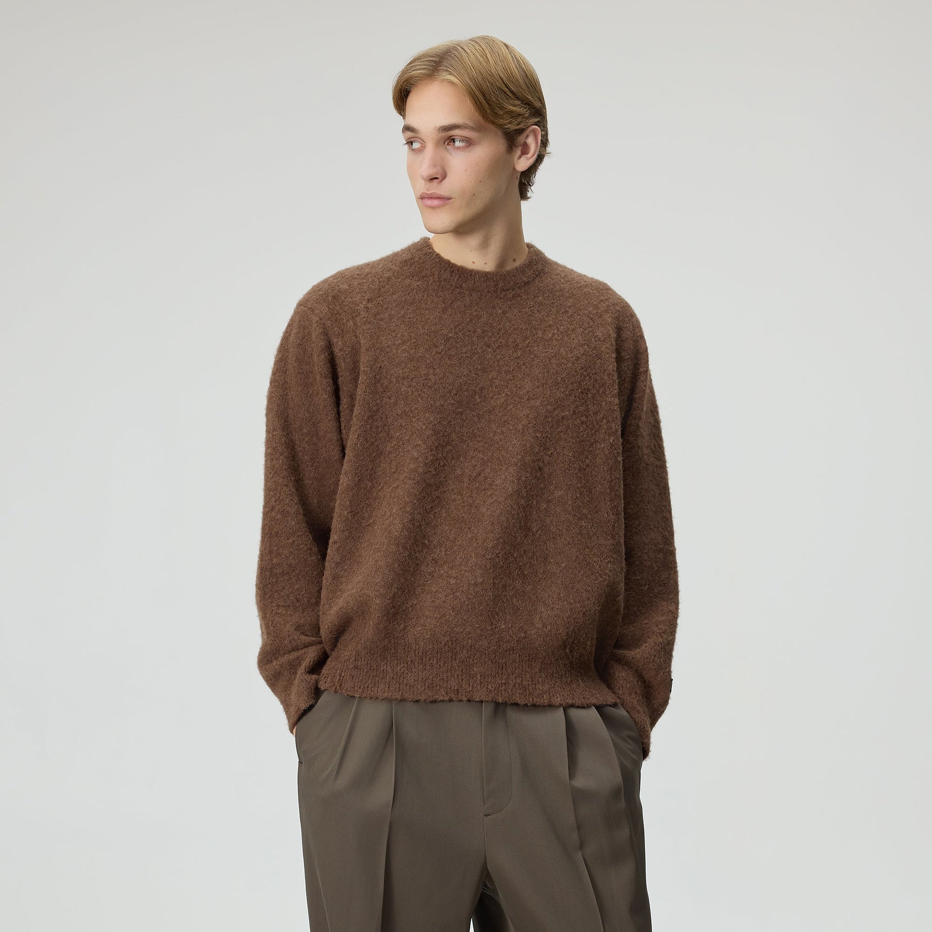Kith 101 for ssstein Wool Alpaca Knit Crewneck Pullover - Mulch