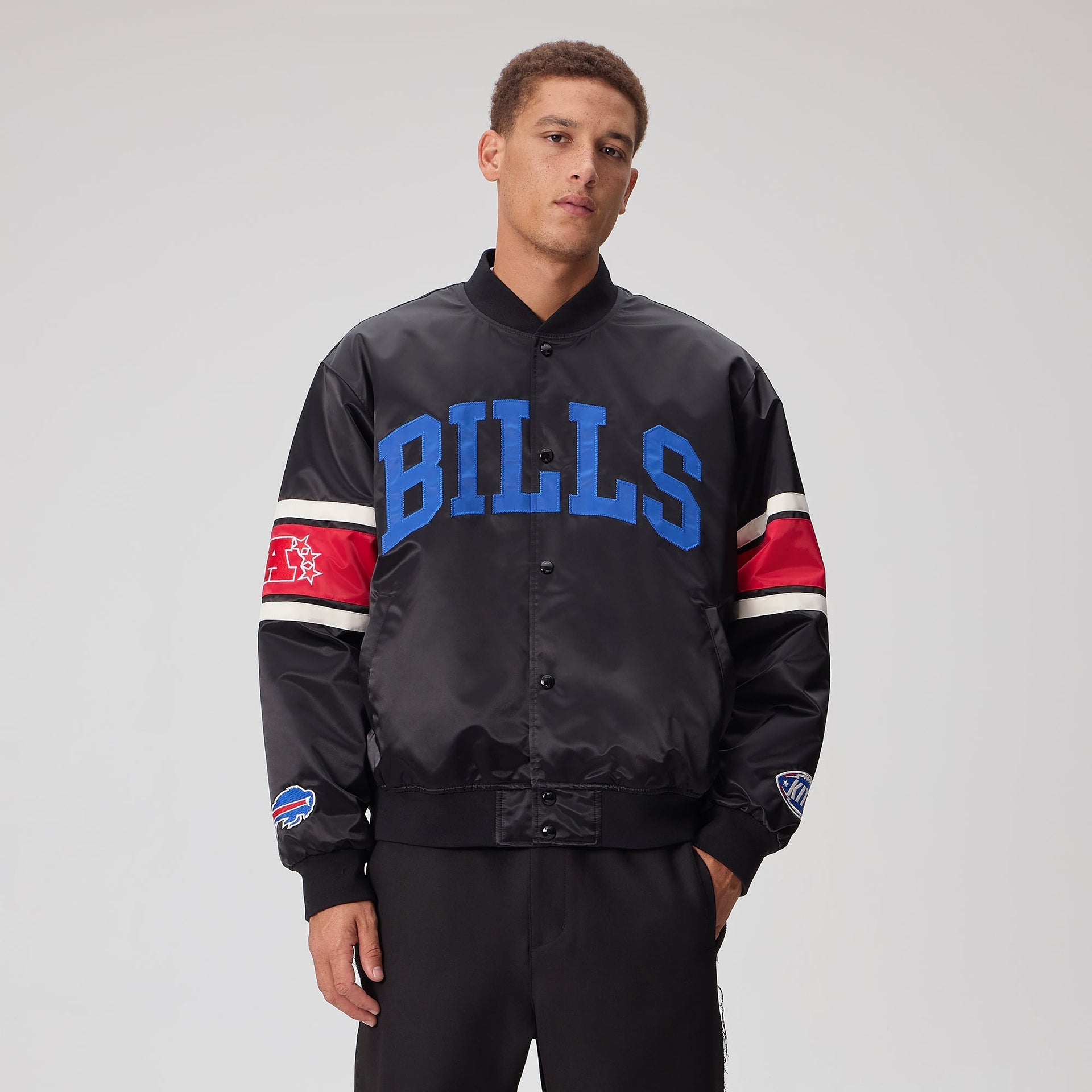 Kith for the NFL Buffalo Bills Satin Bomber Jacket - Black