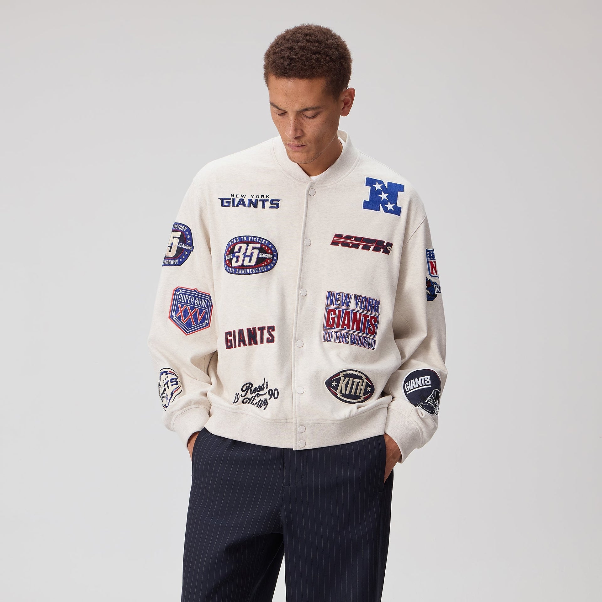 Kith for the NFL New York Giants Marvin Bomber Jacket - Sandrift