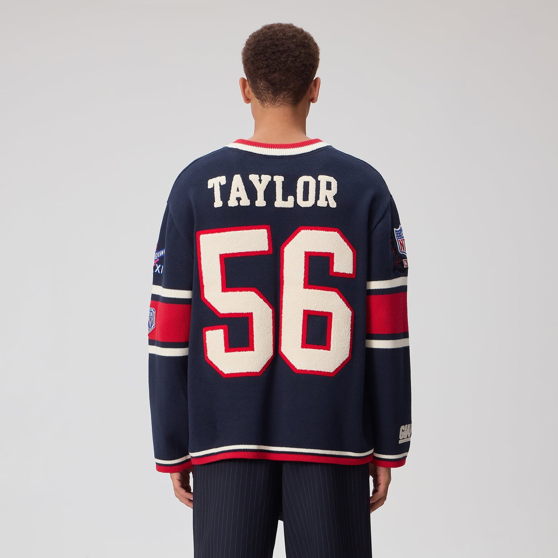 Kith for the NFL New York Giants V-Neck Beau Knit Sweater - Nocturnal