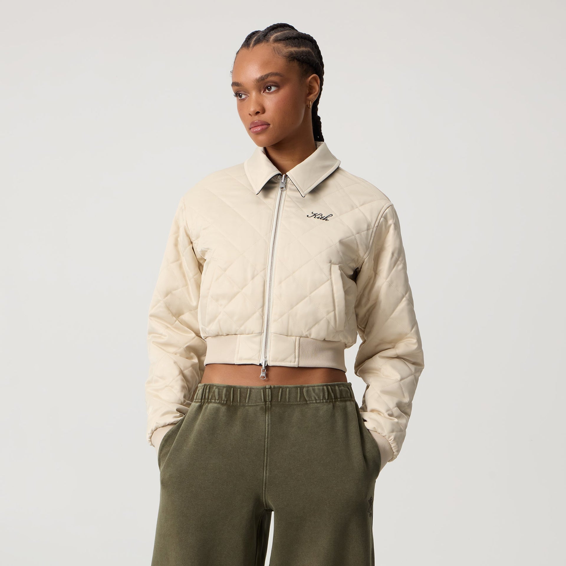 Kith Women Reversible Landry IV Cropped Bomber Jacket - Black