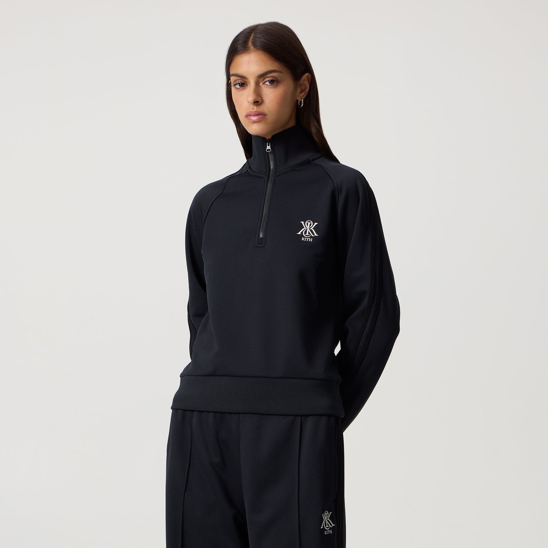 Kith Women Everly Tricot Track Quarter Zip - Black