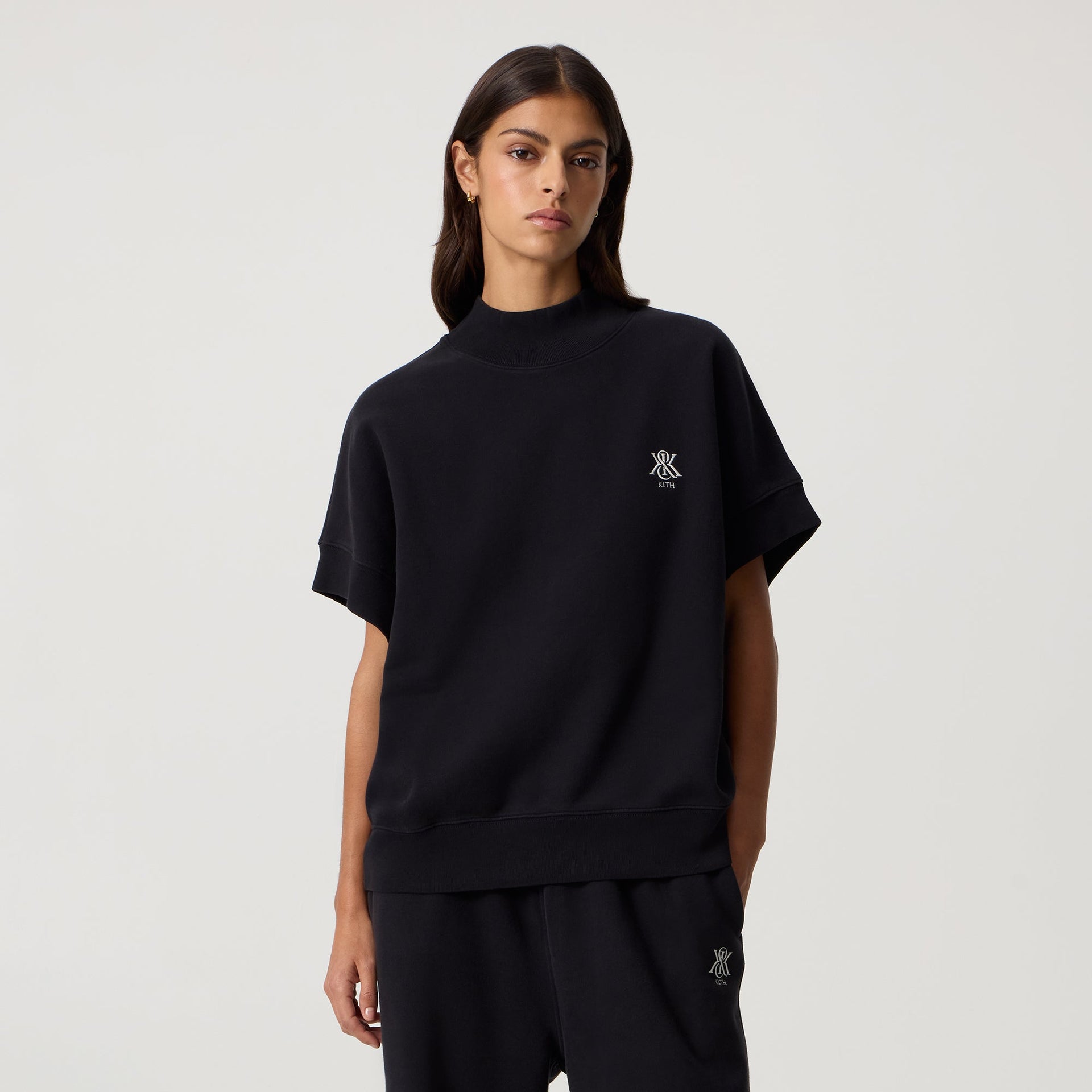 Kith Women Opal Dolman Mock Neck Short Sleeve - Black