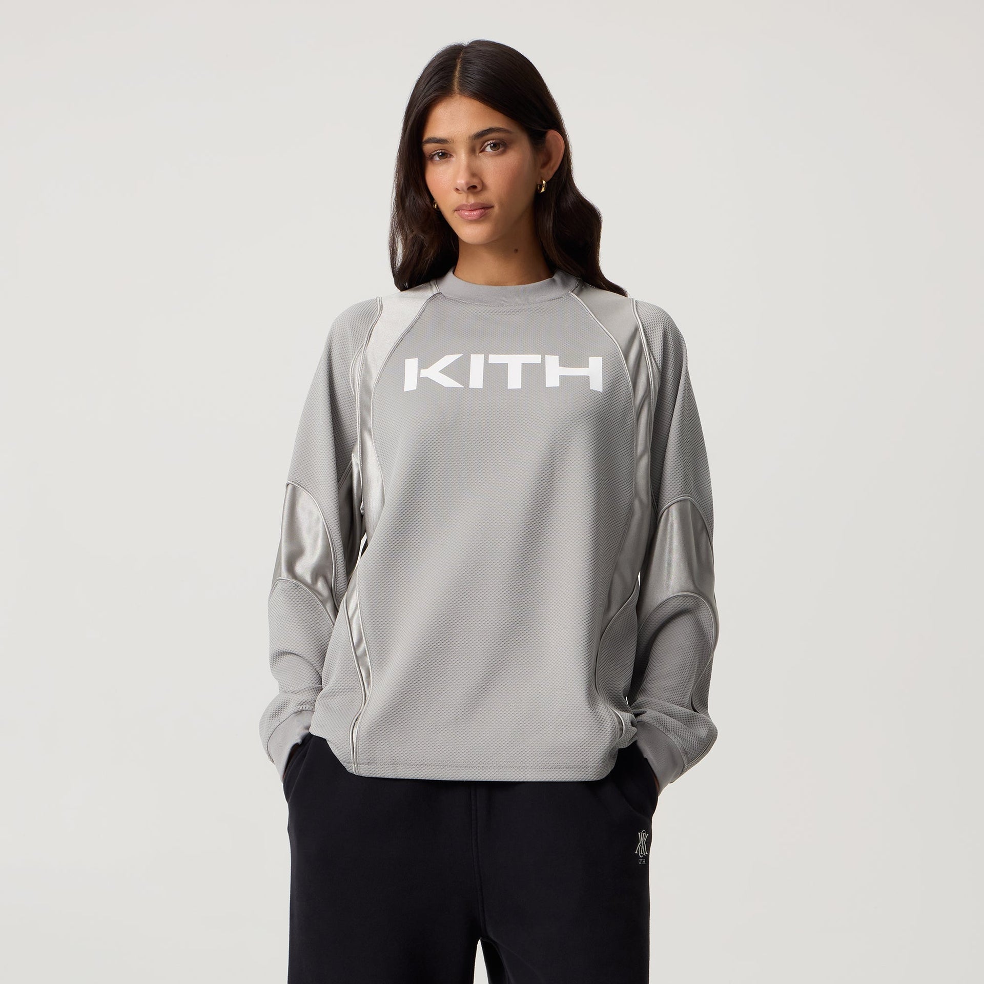 Kith Women Ridley Panelled Tech Long Sleeve - Astronaut